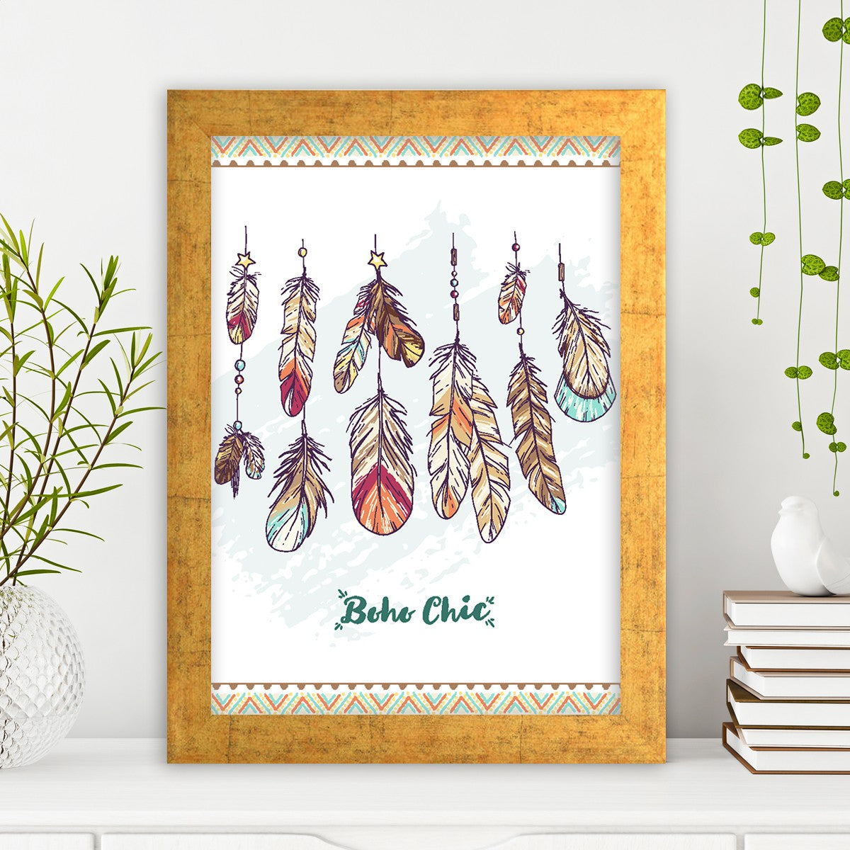 Quadro Decorativo MDF Emoldurado - Arte Multicolor 24x29cm com Moldura de Madeira 2cm