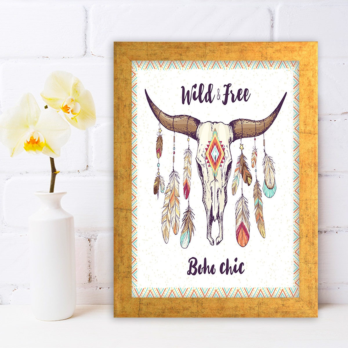 Quadro Decorativo MDF Emoldurado - Arte Multicolor 24x29cm com Moldura de Madeira 2cm