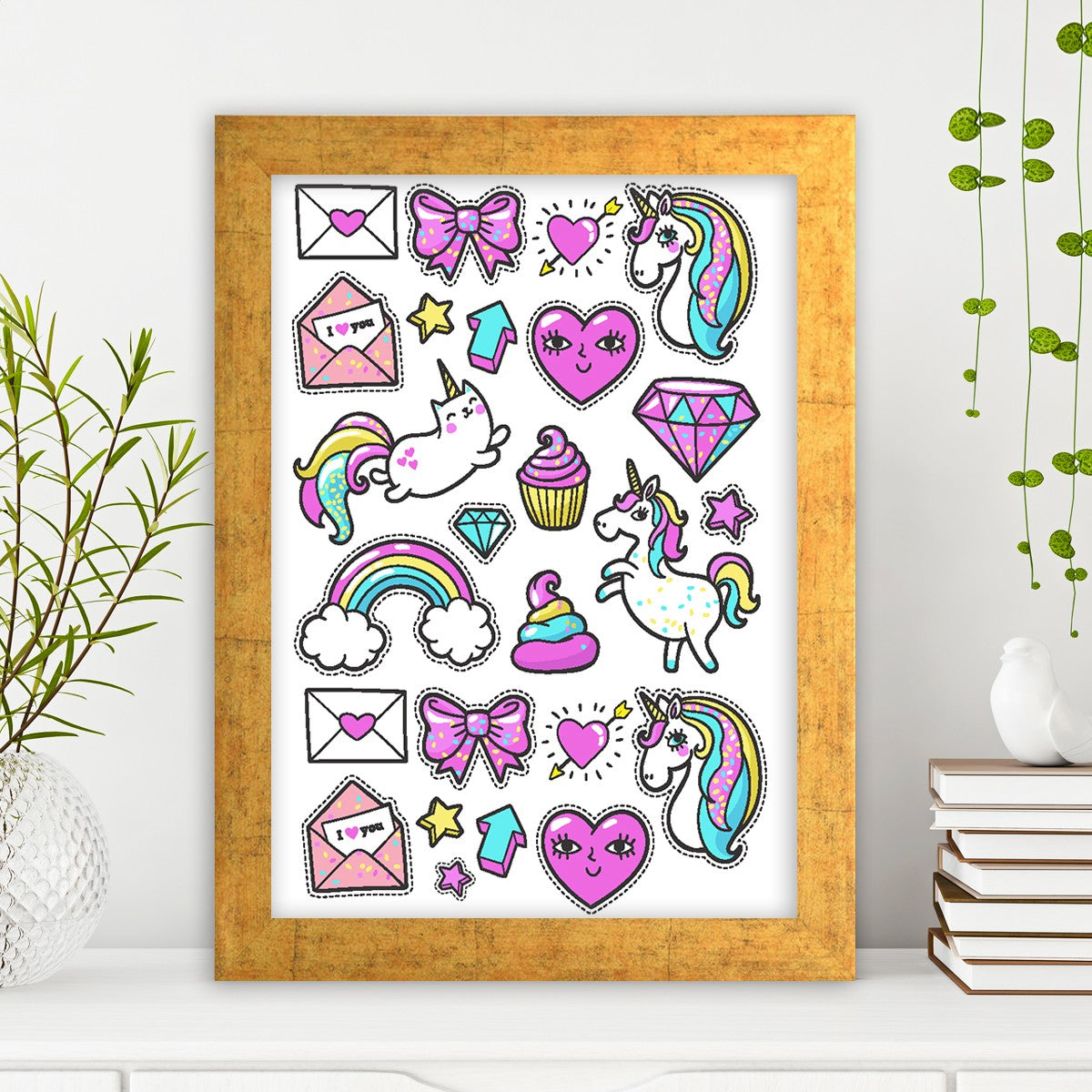 Quadro Decorativo MDF Emoldurado - Arte Multicolor 24x29cm com Moldura de Madeira 2cm