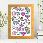 Quadro Decorativo MDF Emoldurado - Arte Multicolor 24x29cm com Moldura de Madeira 2cm