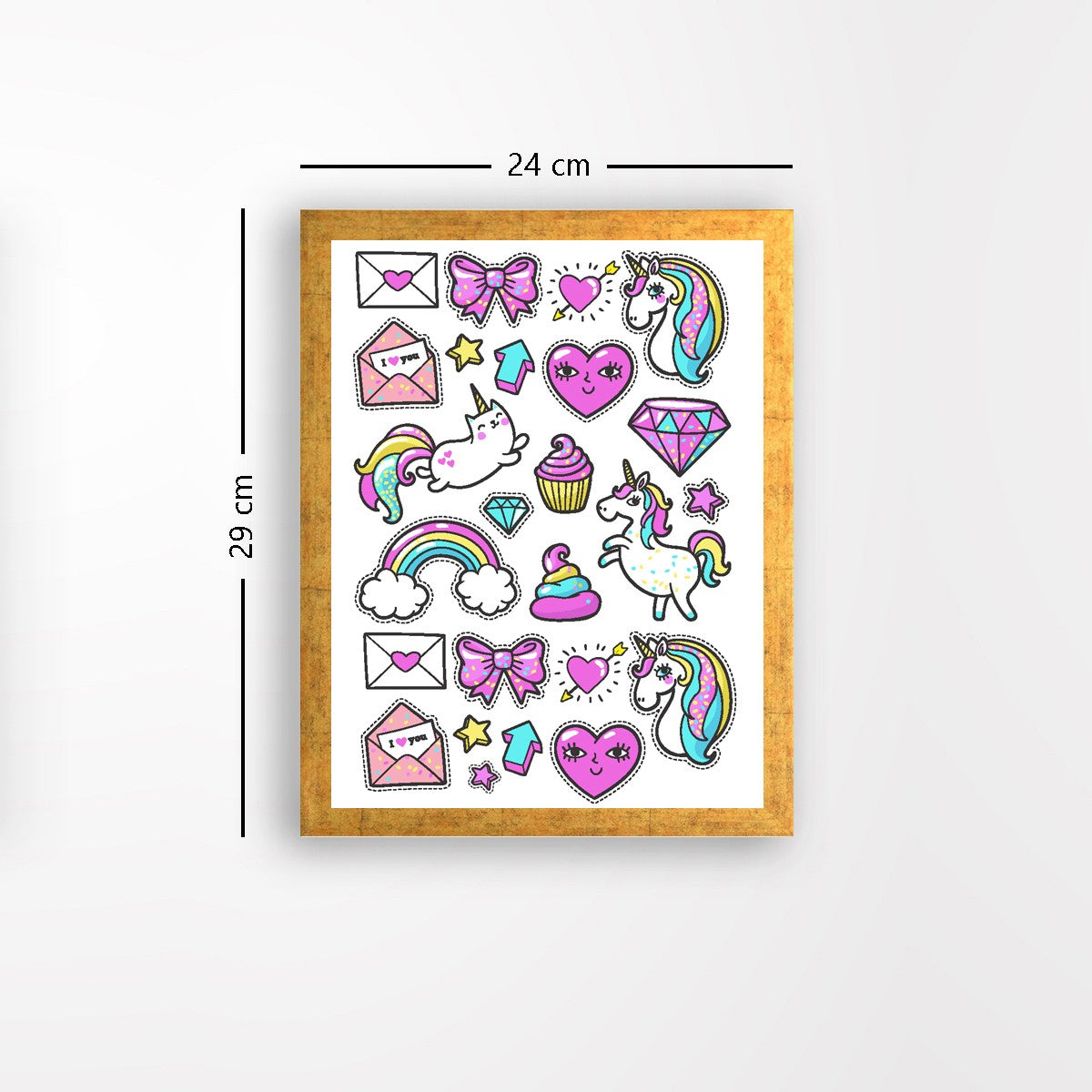 Quadro Decorativo MDF Emoldurado - Arte Multicolor 24x29cm com Moldura de Madeira 2cm