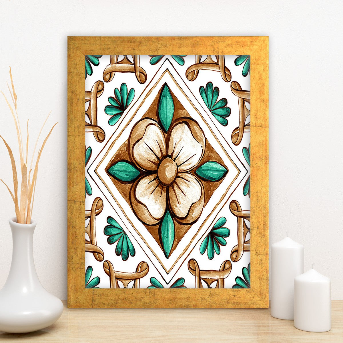 Quadro Decorativo MDF Emoldurado - Arte Multicolor 24x29cm com Moldura de Madeira 2cm