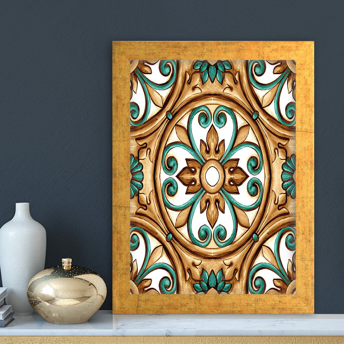 Quadro Decorativo MDF Emoldurado - Arte Multicolor 24x29cm com Moldura de Madeira 2cm