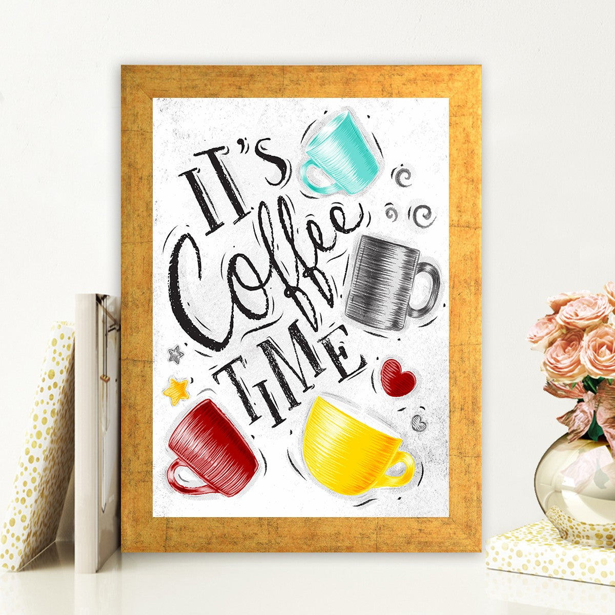 Quadro Decorativo MDF Emoldurado - Arte Multicolor 24x29cm com Moldura de Madeira 2cm