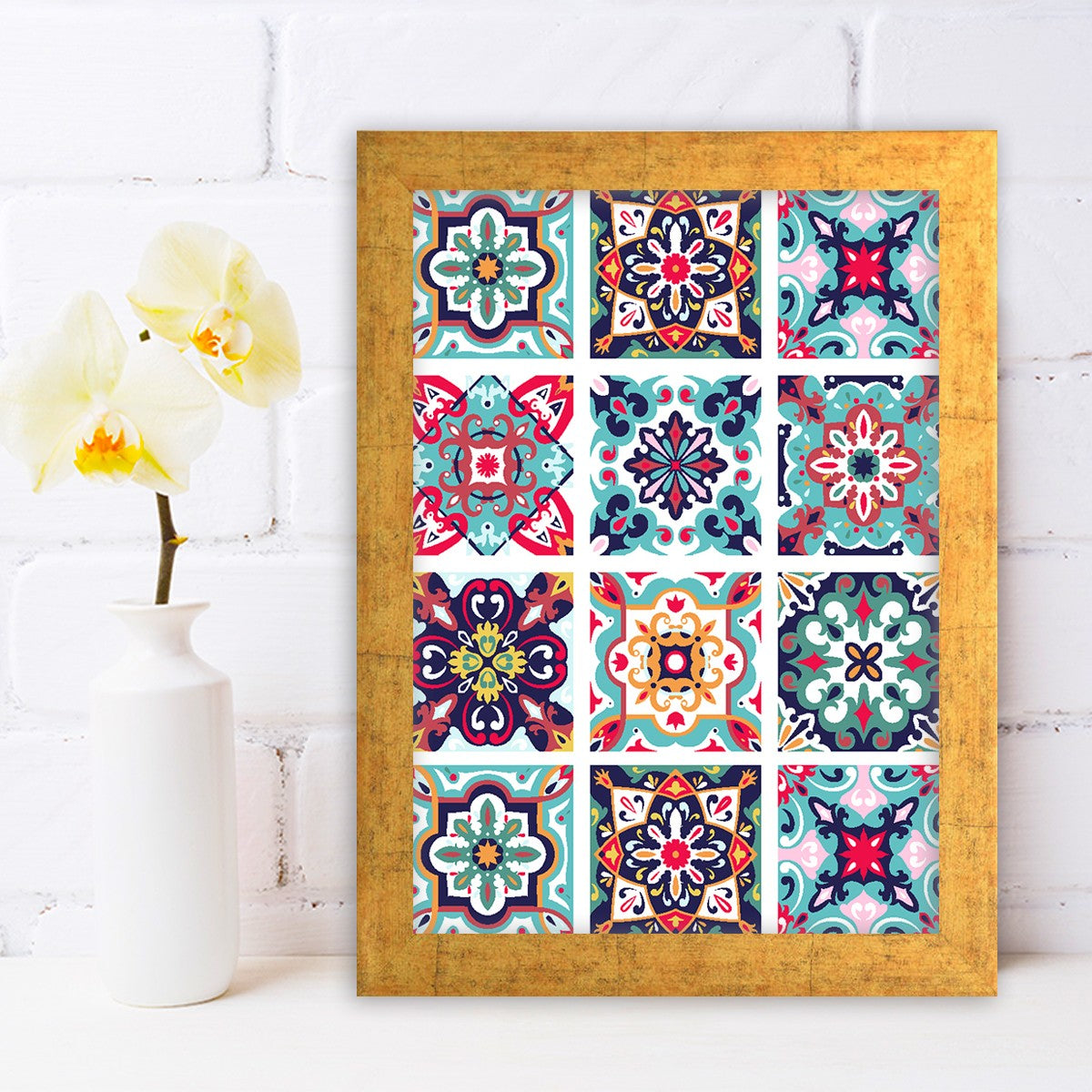 Quadro Decorativo MDF Emoldurado - Arte Multicolor 24x29cm com Moldura de Madeira 2cm