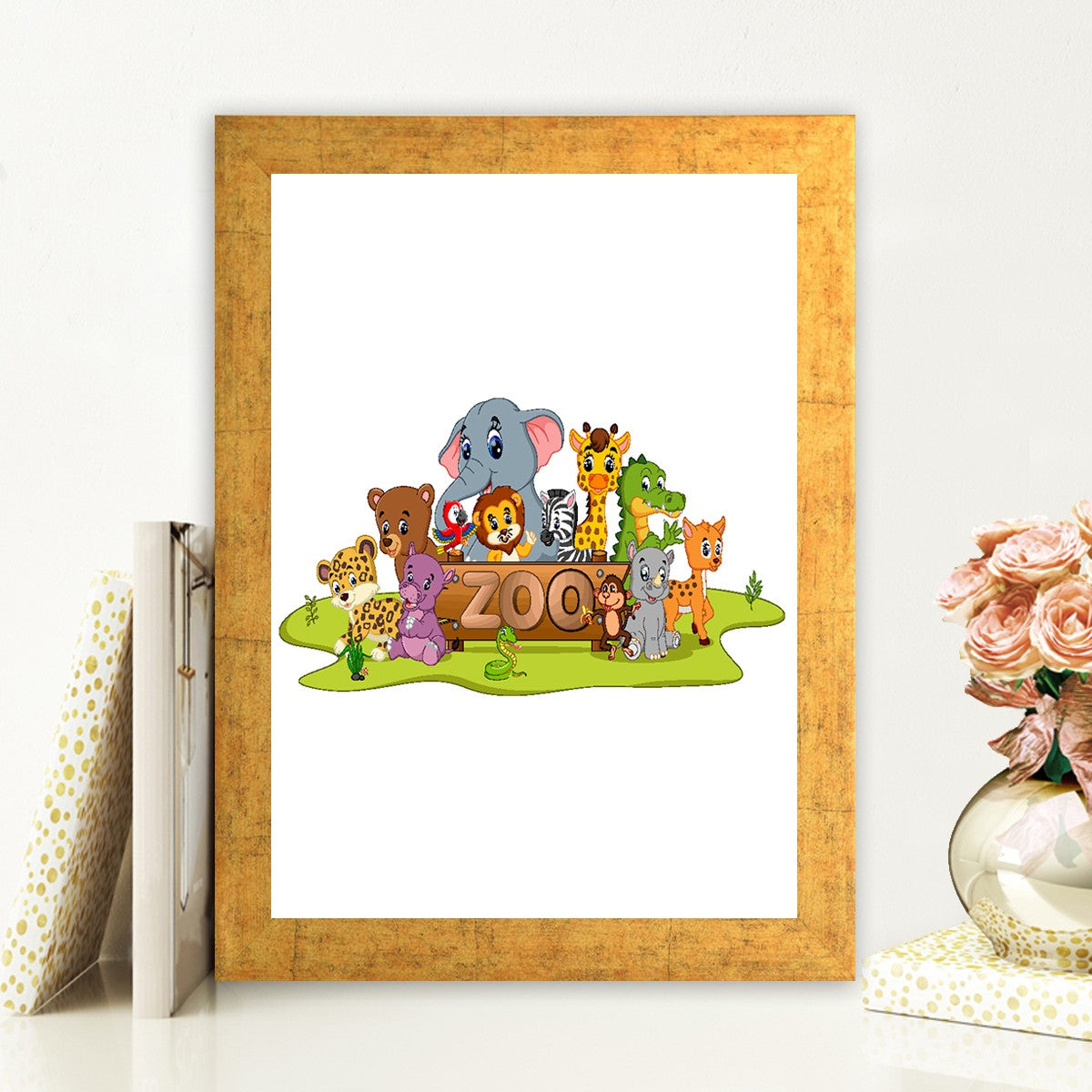 Quadro Decorativo MDF Emoldurado - Arte Multicolor 24x29cm com Moldura de Madeira 2cm