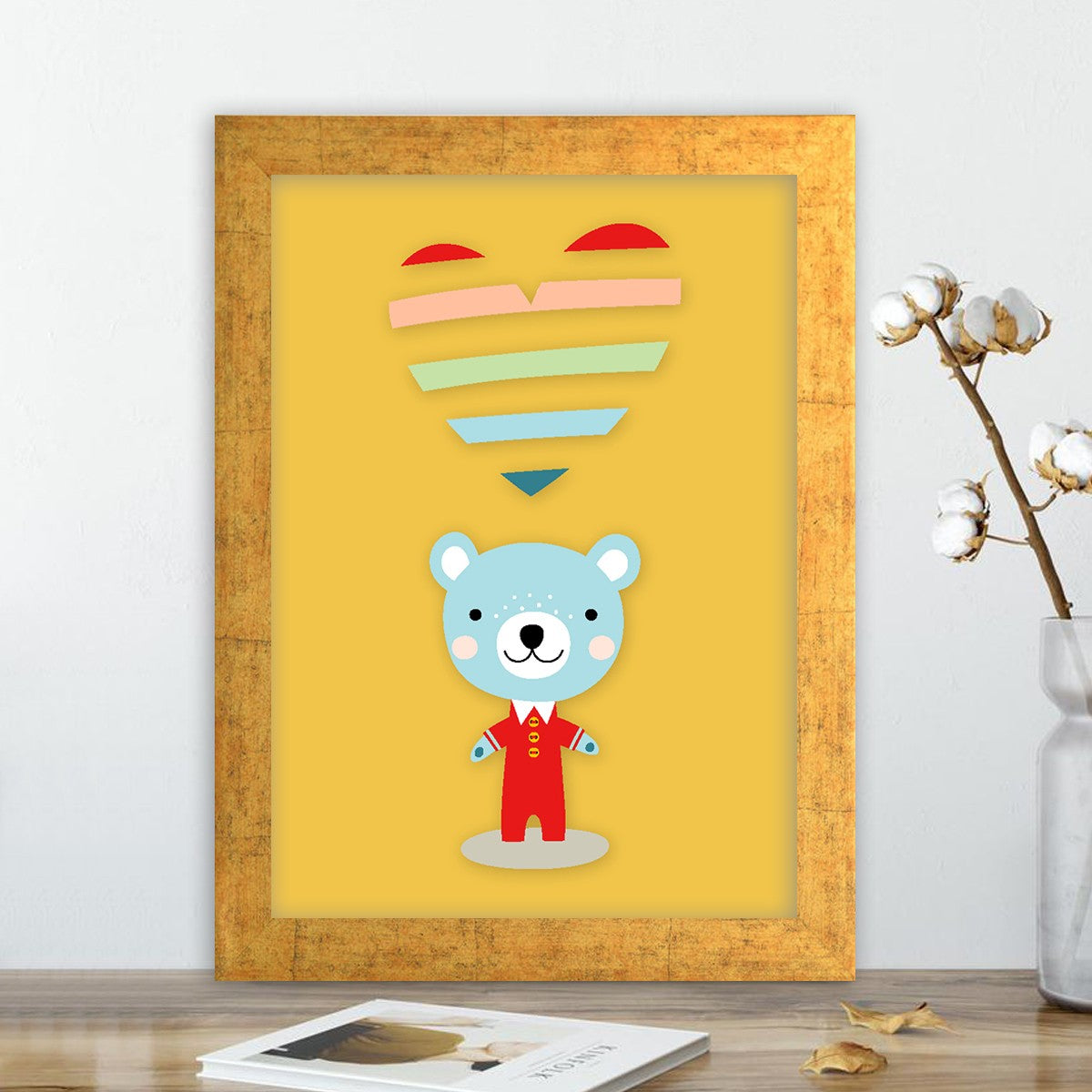 Quadro Decorativo MDF Emoldurado - Arte Multicolor 24x29cm com Moldura de Madeira 2cm