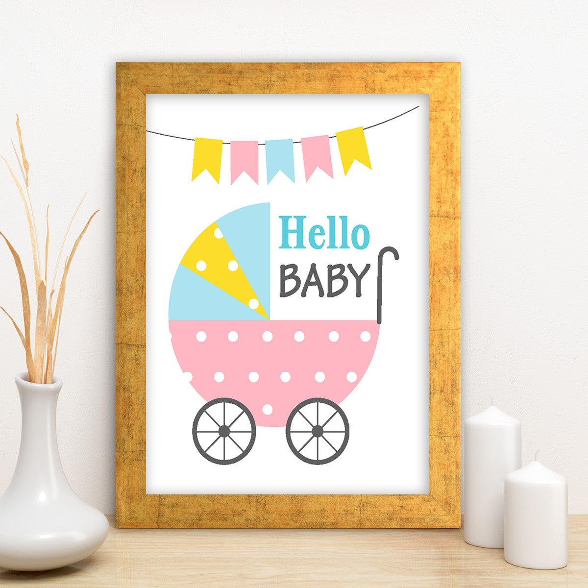 Quadro Decorativo MDF Emoldurado - Arte Multicolor 24x29cm com Moldura de Madeira 2cm