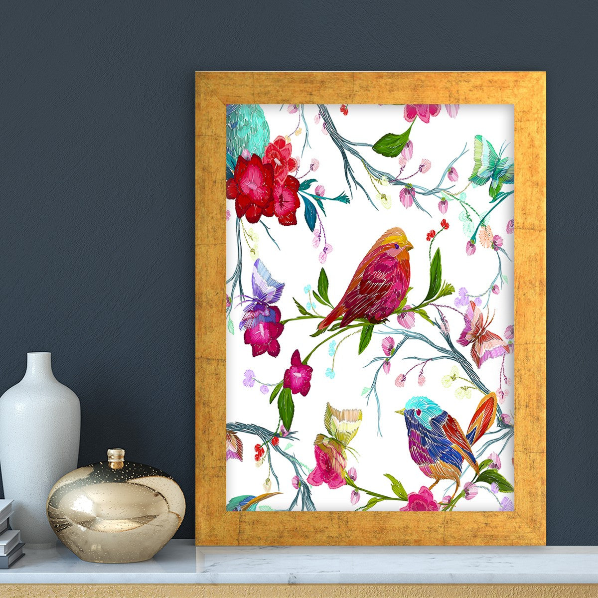 Quadro Decorativo MDF Emoldurado - Arte Multicolor 24x29cm com Moldura de Madeira 2cm