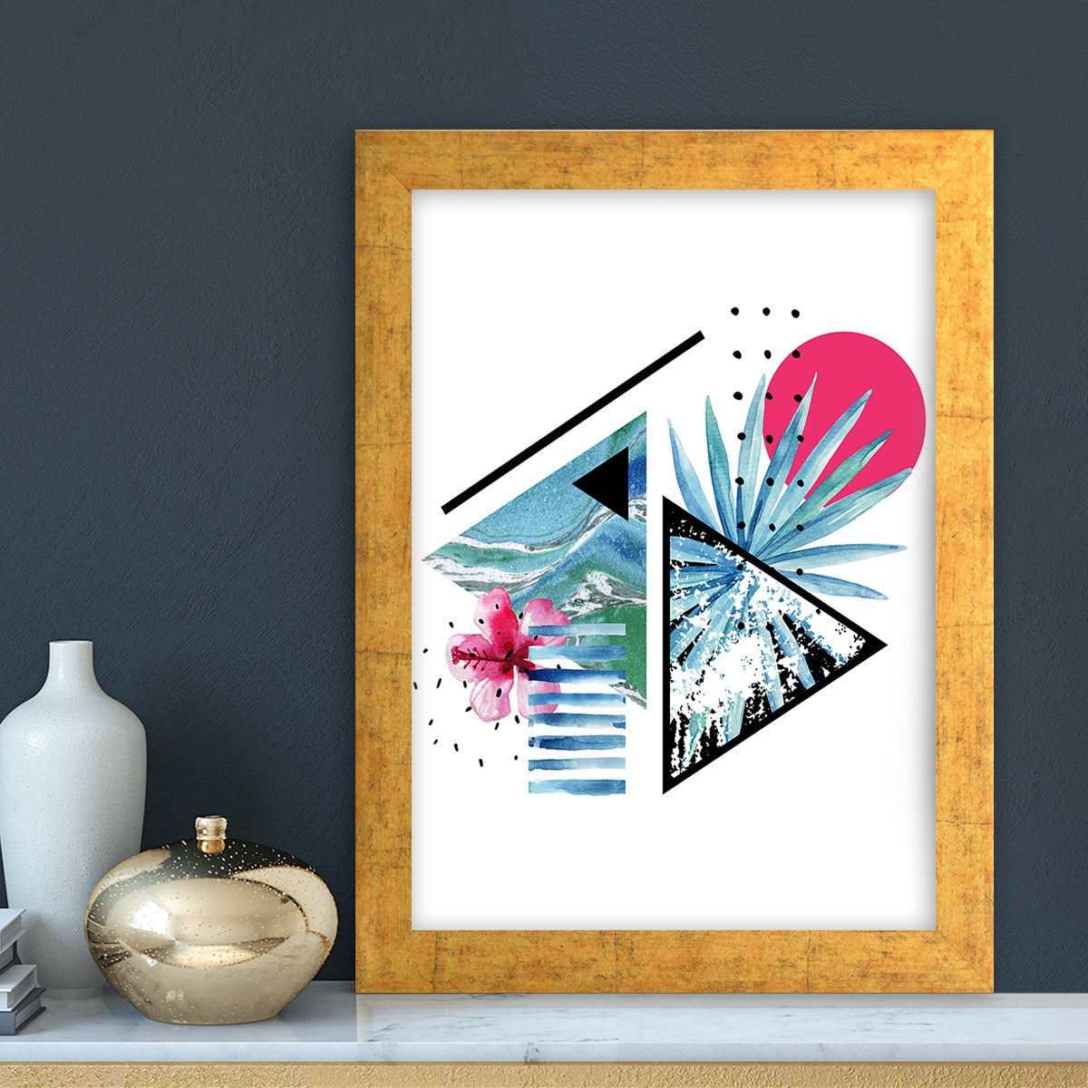 Quadro Decorativo MDF Emoldurado - Arte Multicolor 24x29cm com Moldura de Madeira 2cm