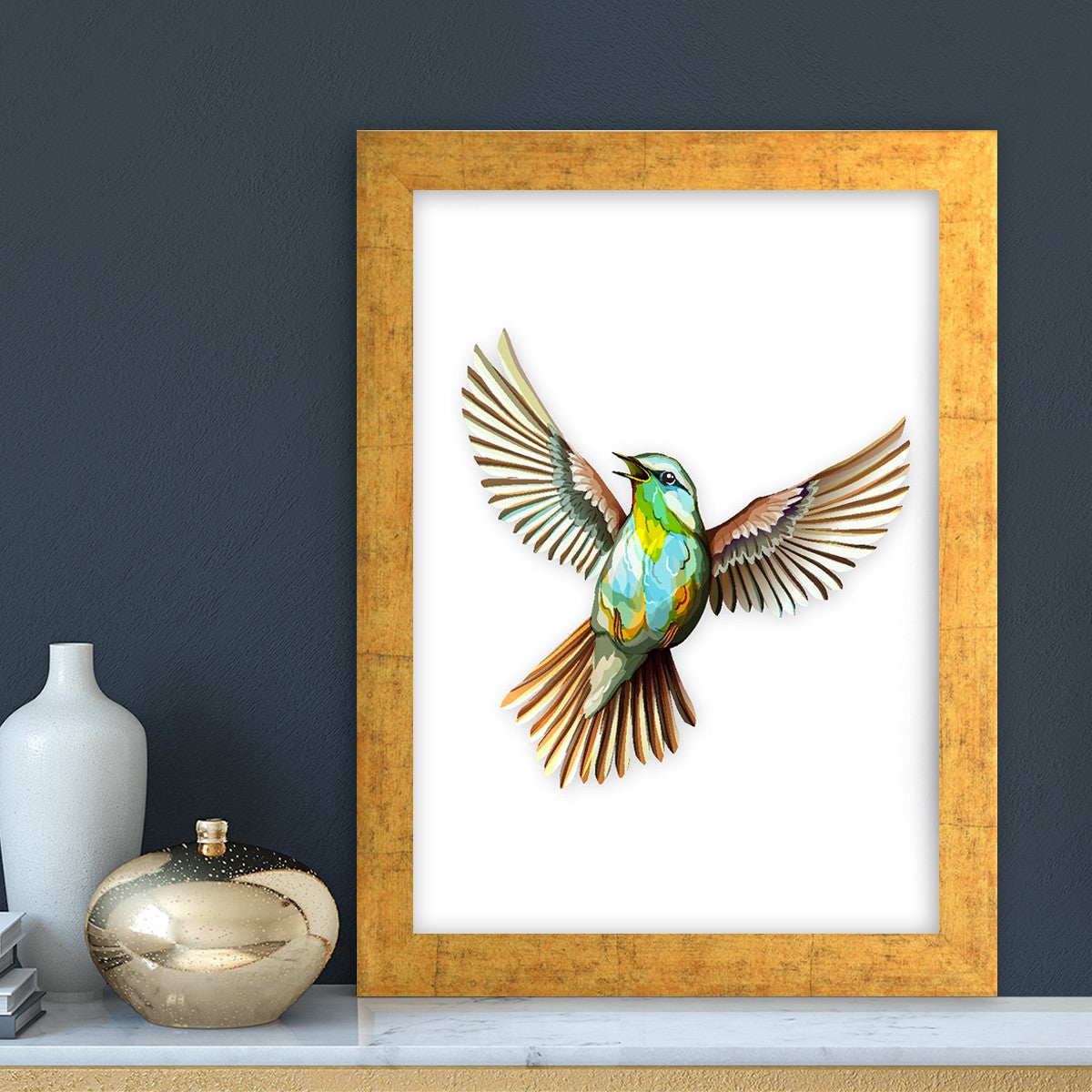 Quadro Decorativo MDF Emoldurado - Arte Multicolor 24x29cm com Moldura de Madeira 2cm