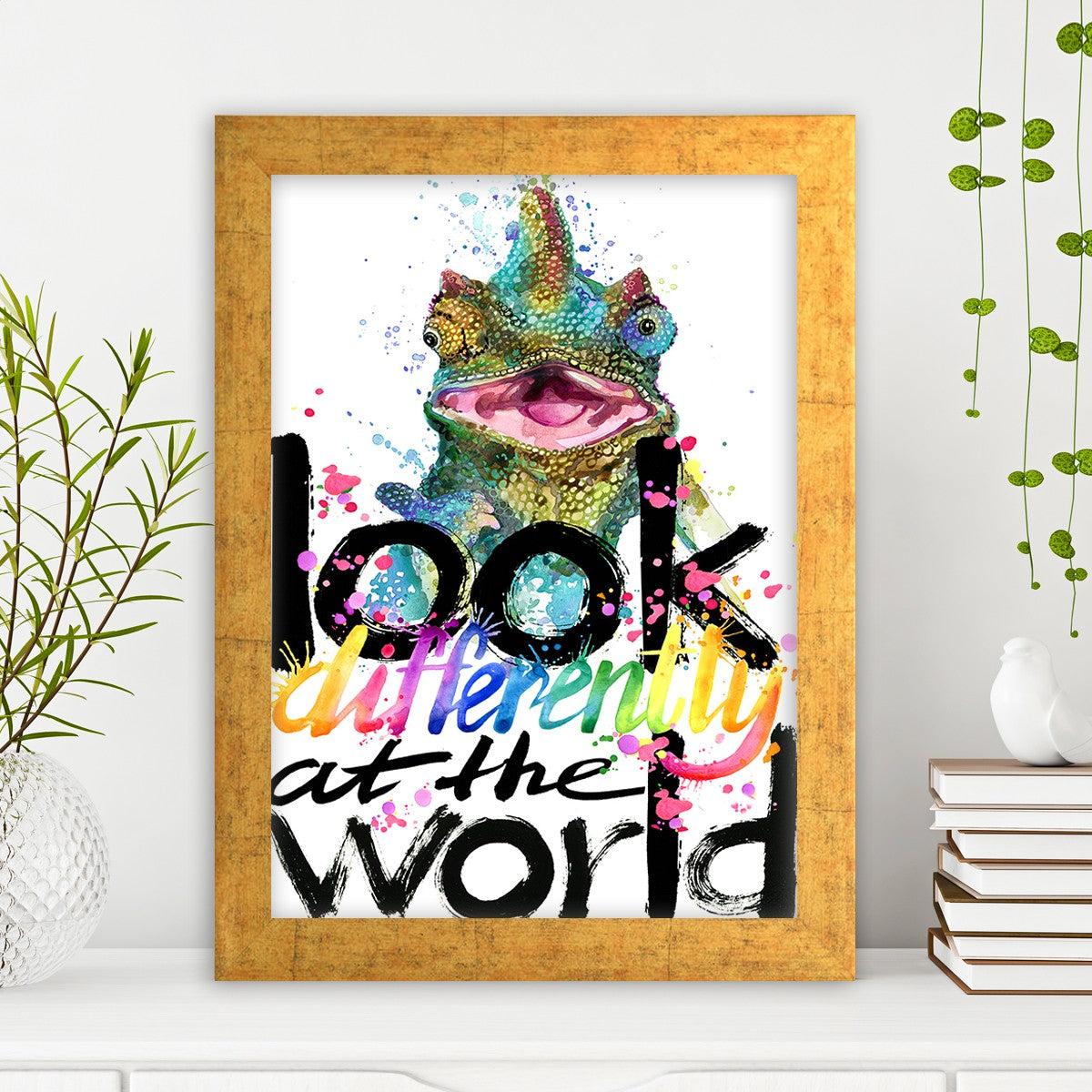 Quadro Decorativo MDF Emoldurado - Arte Multicolor 24x29cm com Moldura de Madeira 2cm