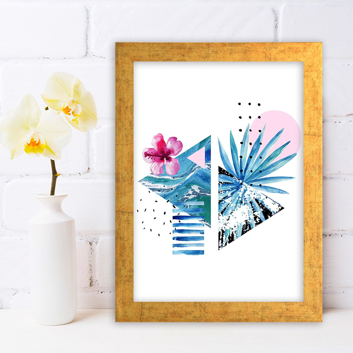 Quadro Decorativo MDF Emoldurado - Arte Multicolor 24x29cm com Moldura de Madeira 2cm