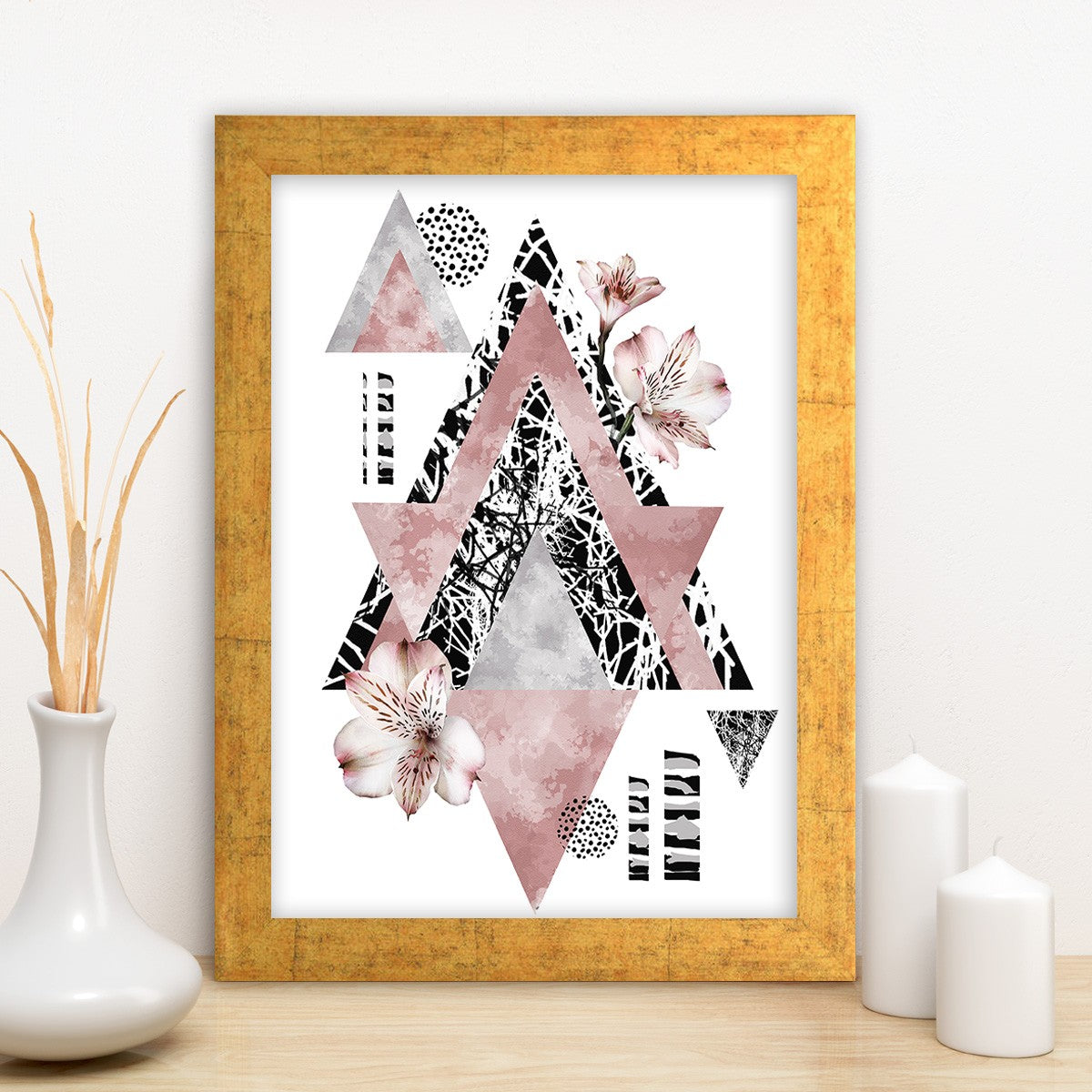 Quadro Decorativo MDF Emoldurado - Arte Multicolor 24x29cm com Moldura de Madeira 2cm