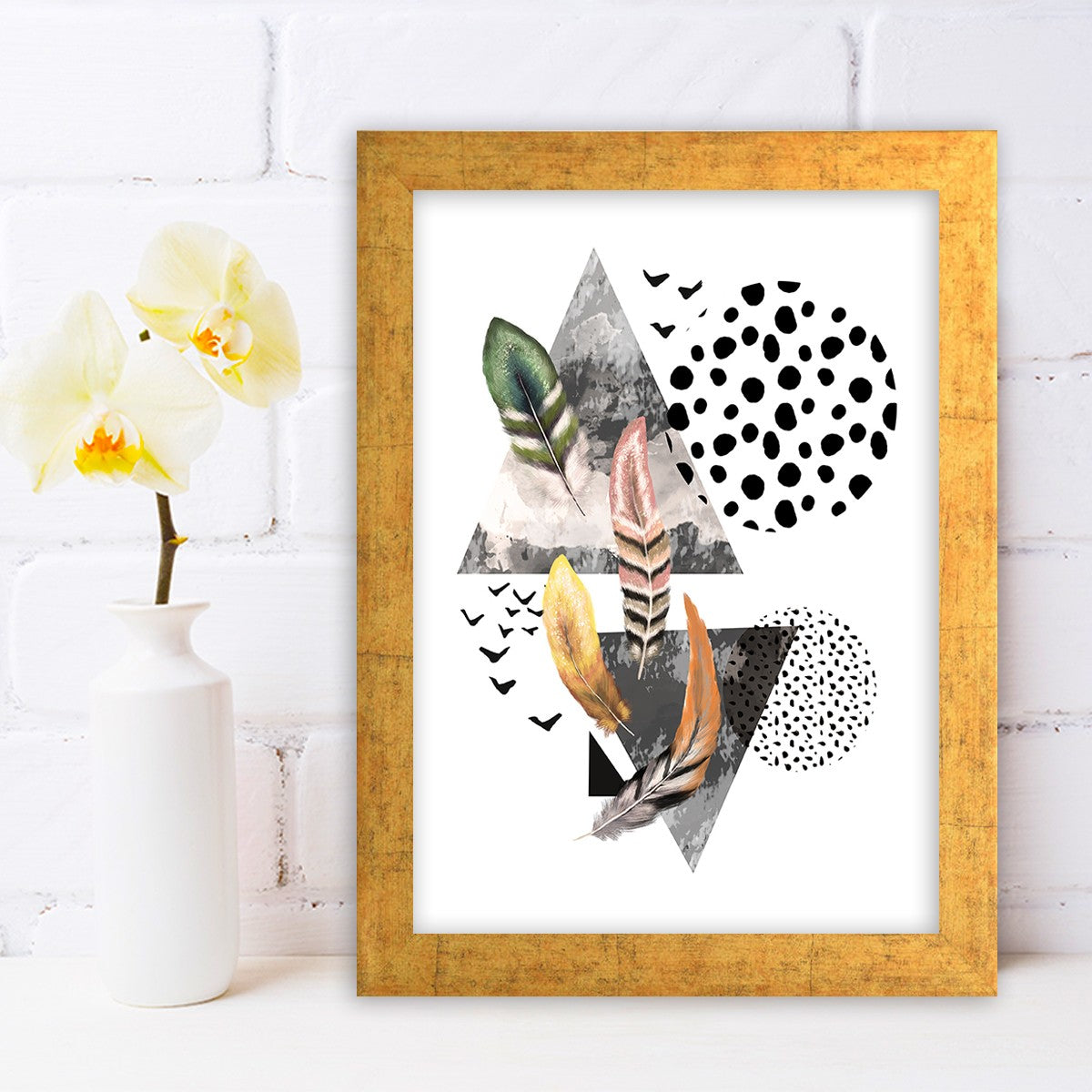 Quadro Decorativo MDF Emoldurado - Arte Multicolor 24x29cm com Moldura de Madeira 2cm