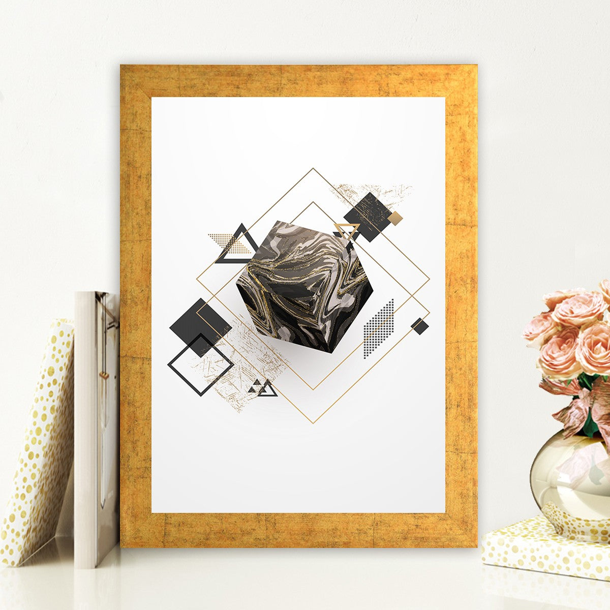 Quadro Decorativo MDF Emoldurado - Arte Multicolor 24x29cm com Moldura de Madeira 2cm