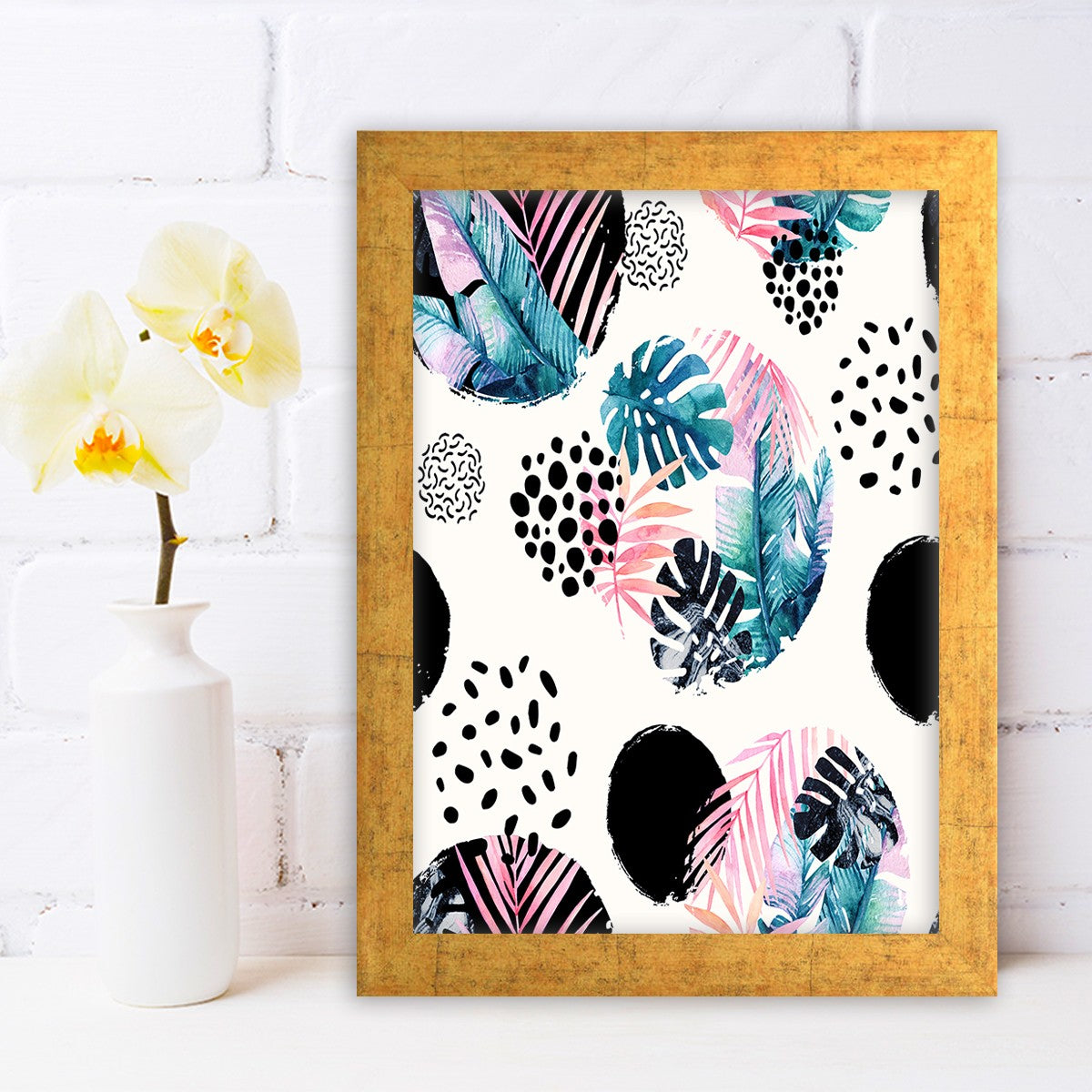 Quadro Decorativo MDF Emoldurado - Arte Multicolor 24x29cm com Moldura de Madeira 2cm