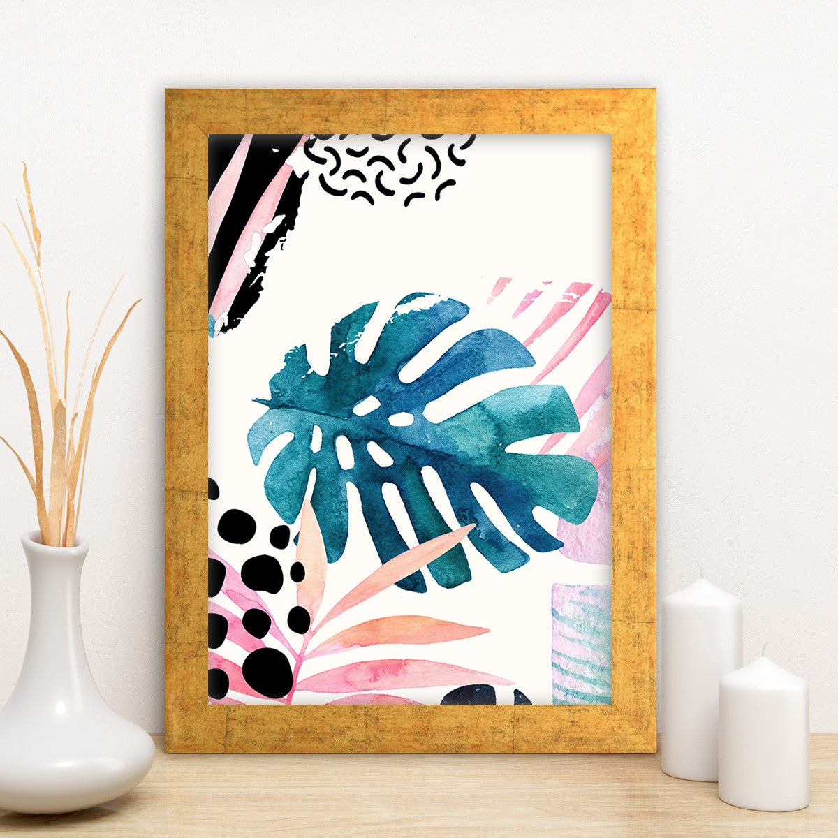 Quadro Decorativo MDF Emoldurado - Arte Multicolor 24x29cm com Moldura de Madeira 2cm