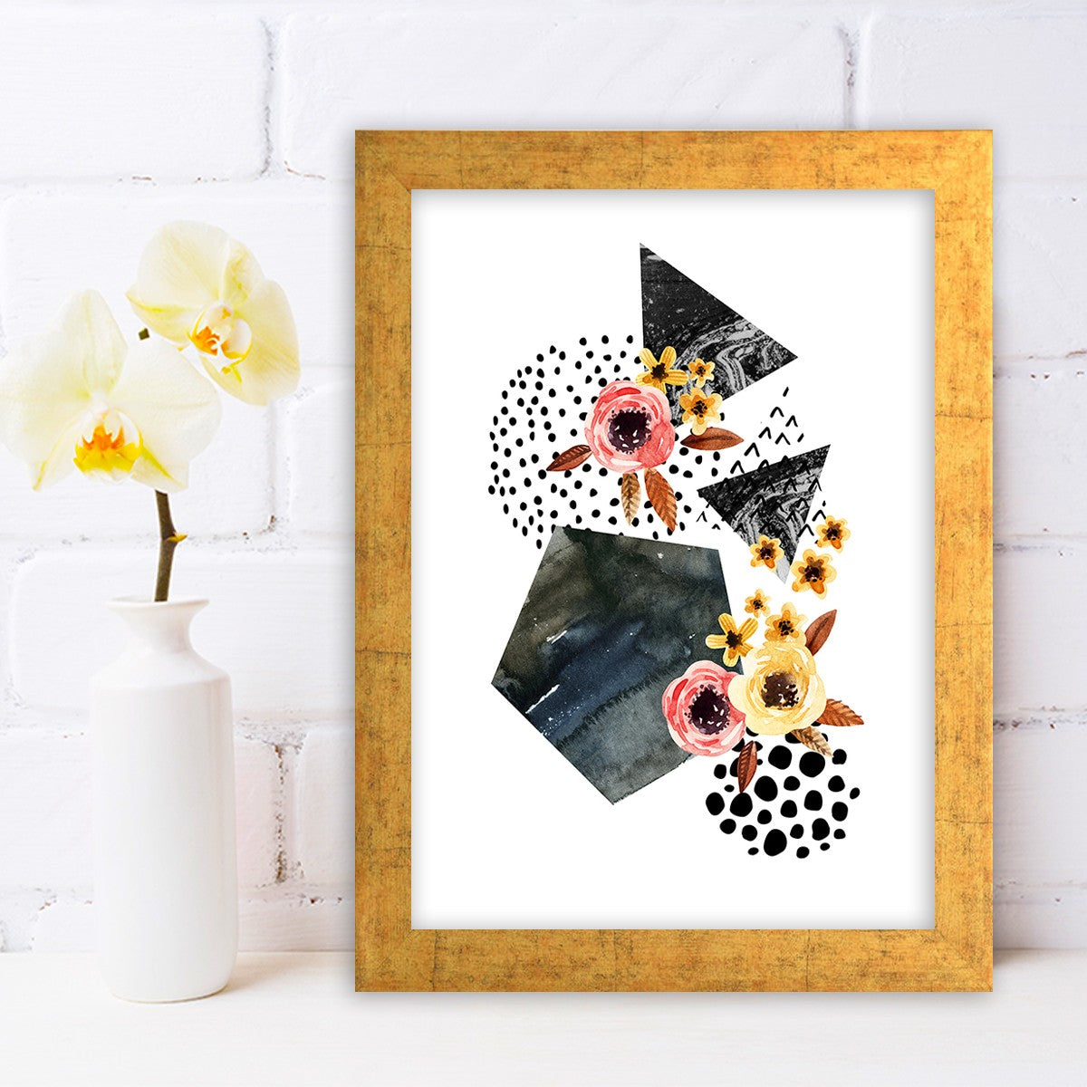 Quadro Decorativo MDF Emoldurado - Arte Multicolor 24x29cm com Moldura de Madeira 2cm