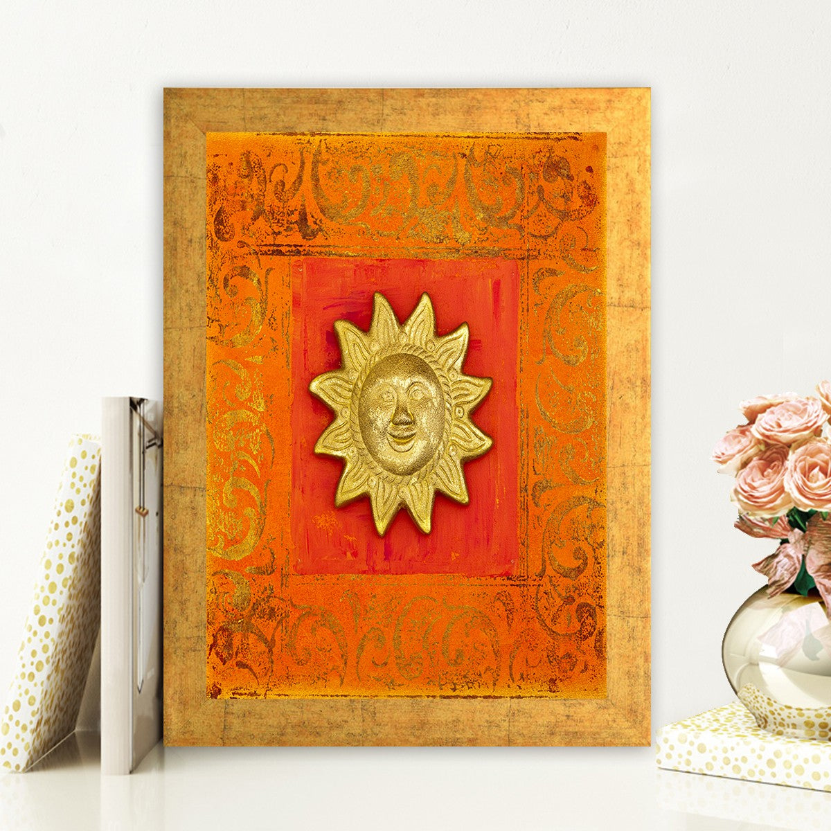 Quadro Decorativo MDF Emoldurado - Arte Multicolor 24x29cm com Moldura de Madeira 2cm