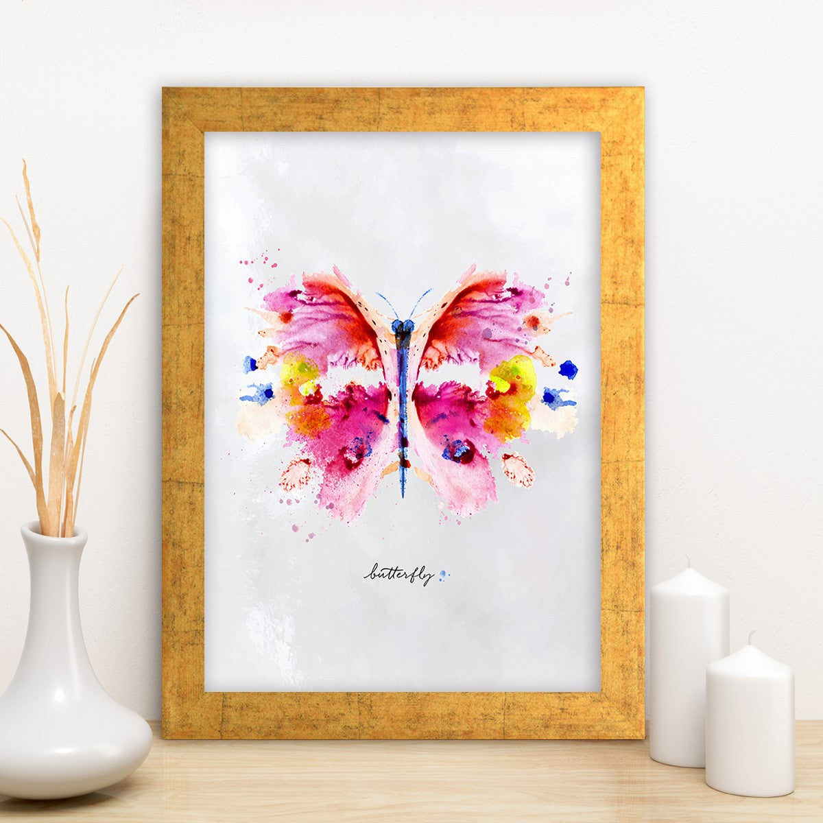 Quadro Decorativo MDF Emoldurado - Arte Multicolor 24x29cm com Moldura de Madeira 2cm