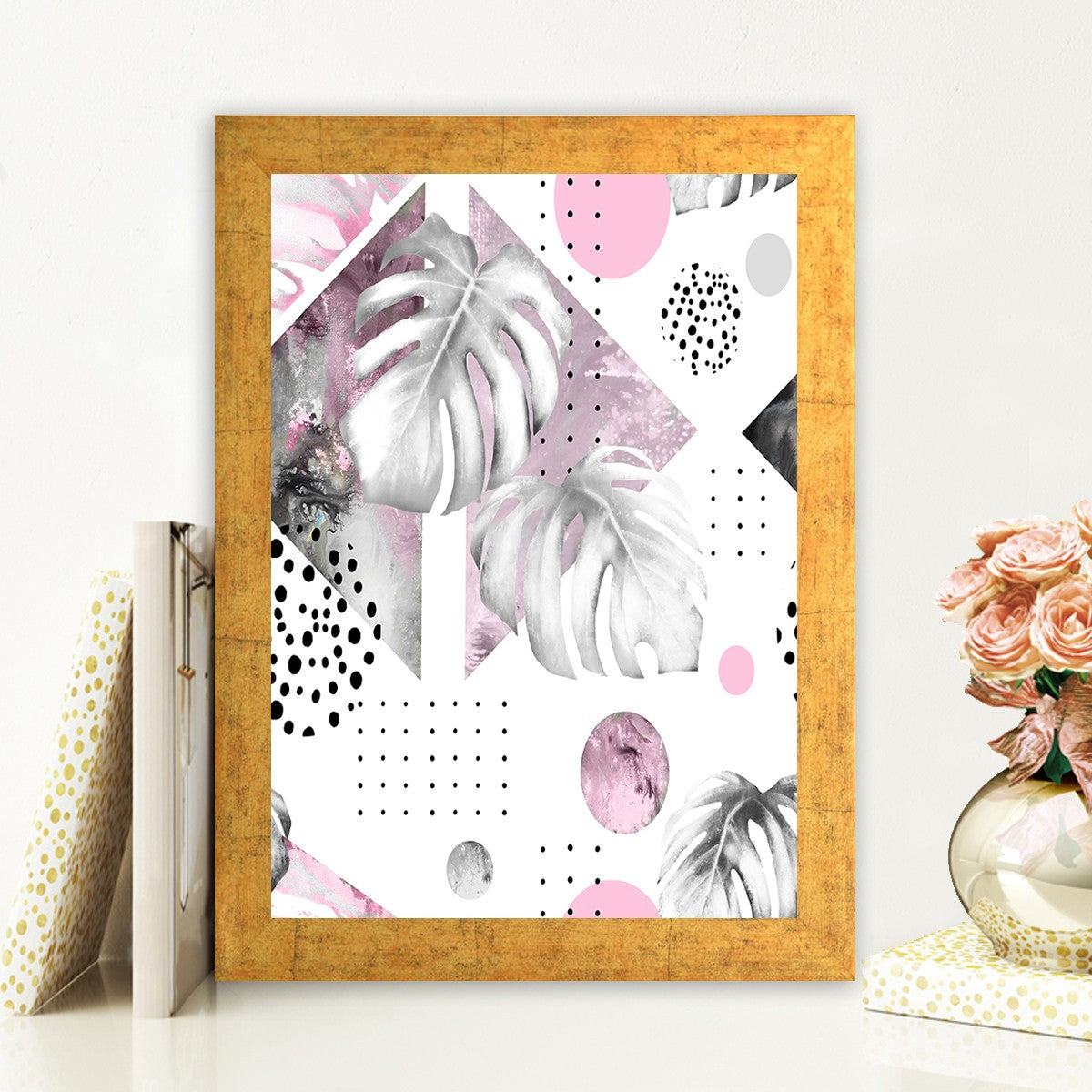 Quadro Decorativo MDF Emoldurado - Arte Multicolor 24x29cm com Moldura de Madeira 2cm