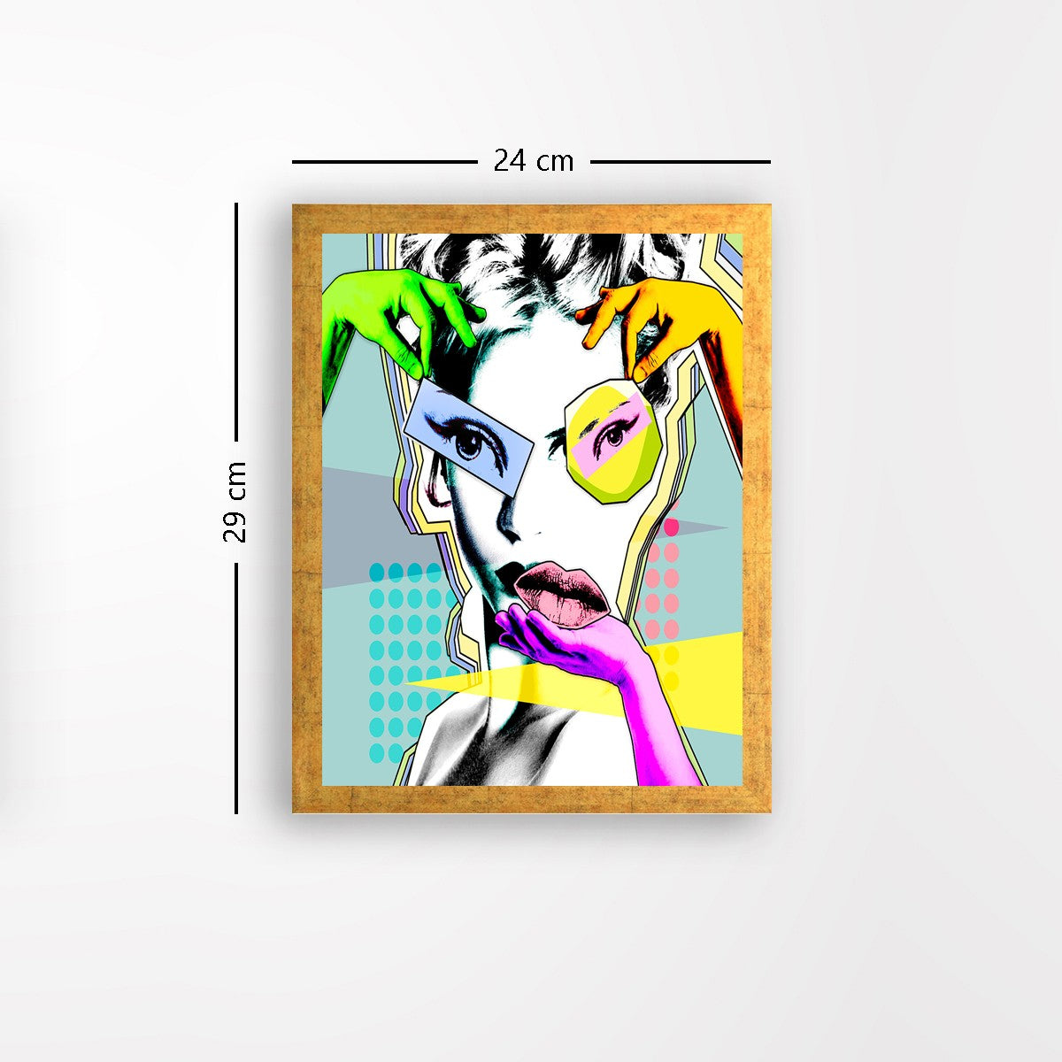 Quadro Decorativo MDF Emoldurado - Arte Multicolor 24x29cm com Moldura de Madeira 2cm