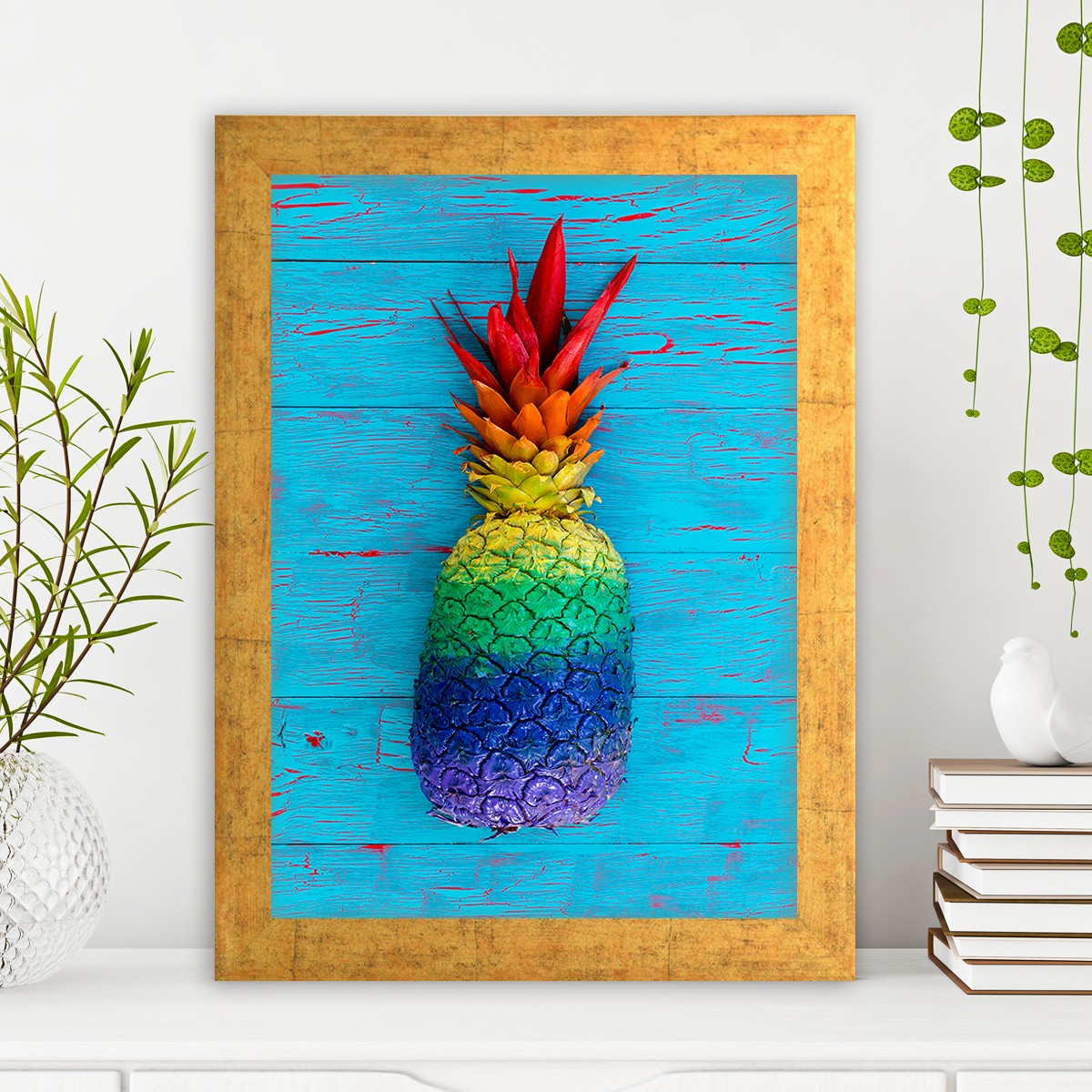 Quadro Decorativo MDF Emoldurado - Arte Multicolor 24x29cm com Moldura de Madeira 2cm