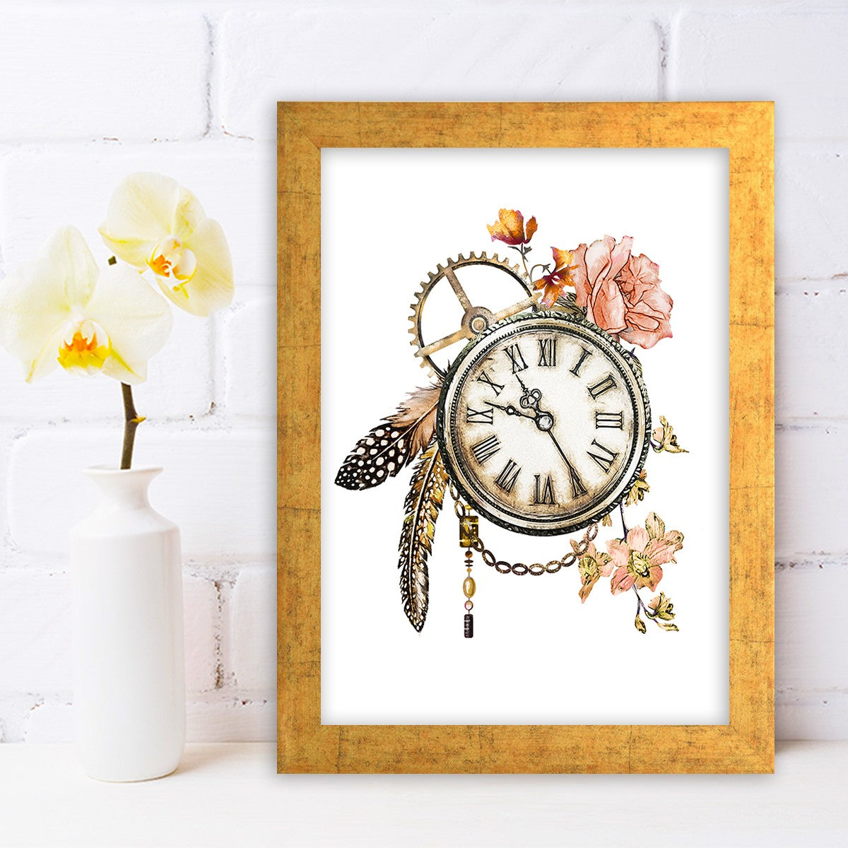 Quadro Decorativo MDF Emoldurado - Arte Multicolor 24x29cm com Moldura de Madeira 2cm