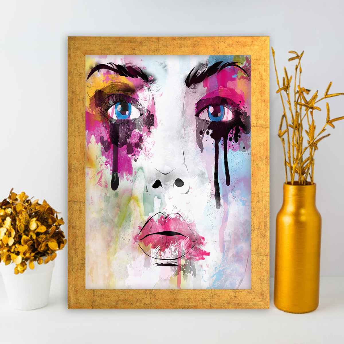 Quadro Decorativo MDF Emoldurado - Arte Multicolor 24x29cm com Moldura de Madeira 2cm