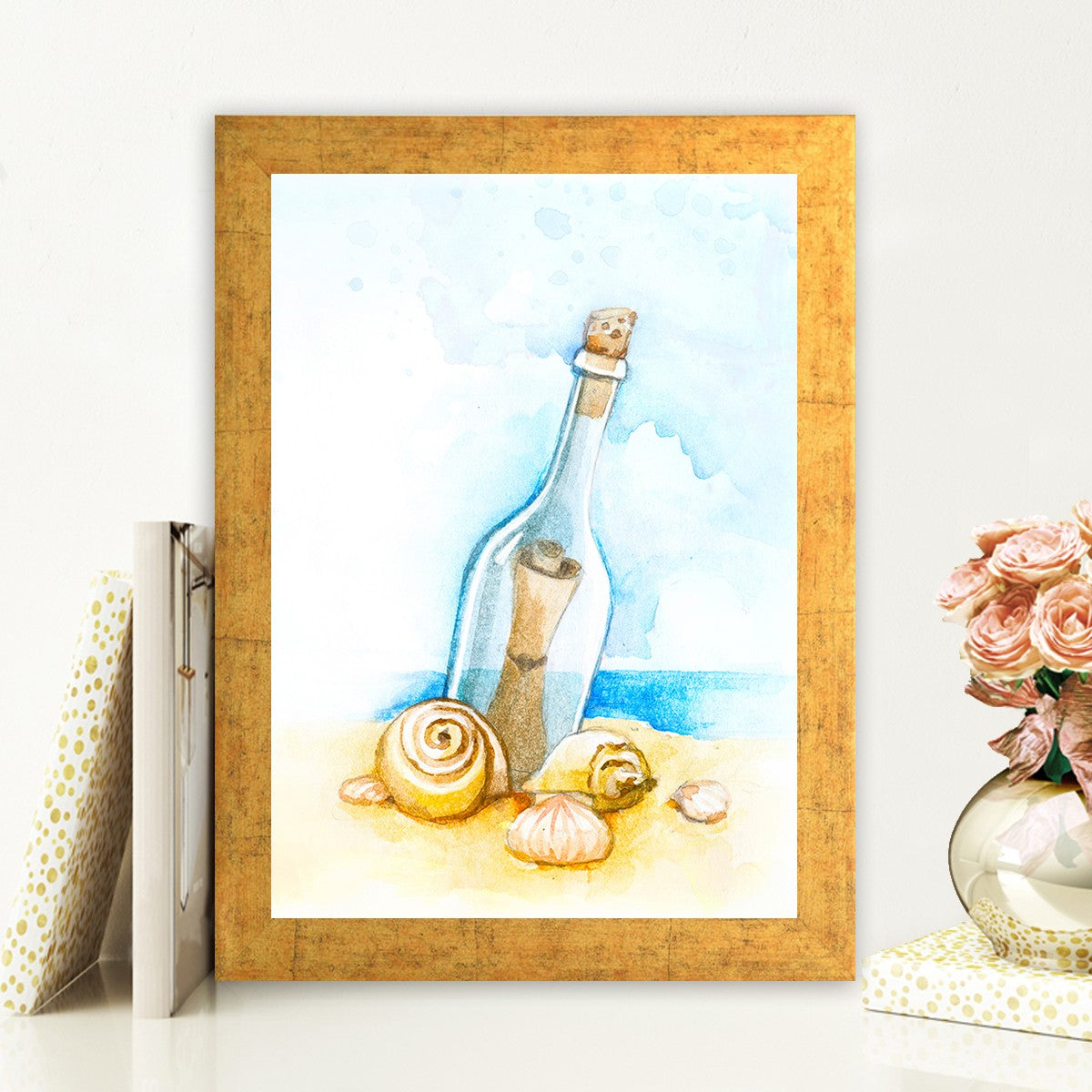 Quadro Decorativo MDF Emoldurado - Arte Multicolor 24x29cm com Moldura de Madeira 2cm