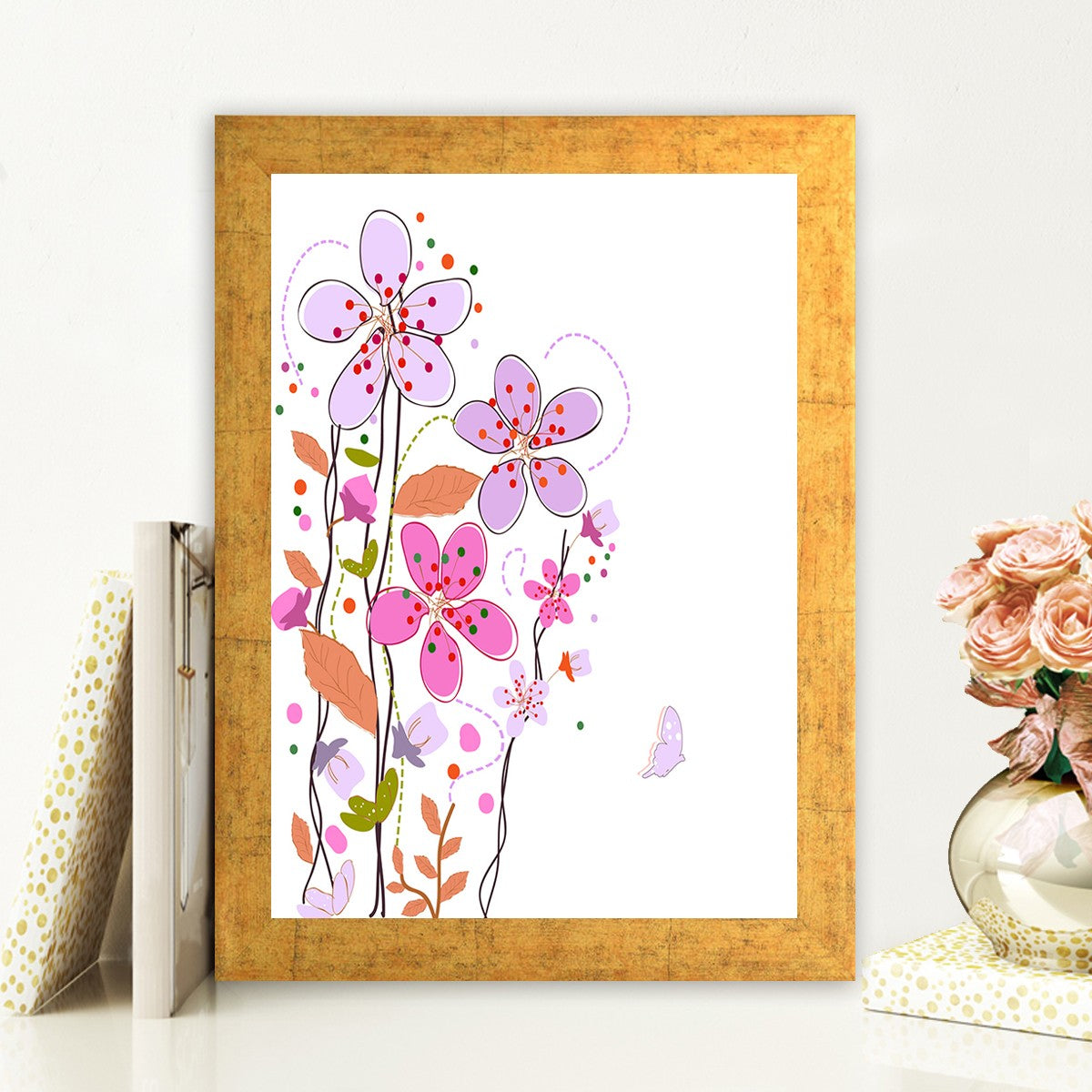 Quadro Decorativo MDF Emoldurado - Arte Multicolor 24x29cm com Moldura de Madeira 2cm