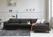 Sofá de canto elegante, antracite, 308 x 190 x 92 cm | Estrutura em madeira de faia e aglomerado, encosto ajustável, almofadas de espuma macia | Design industrial moderno
