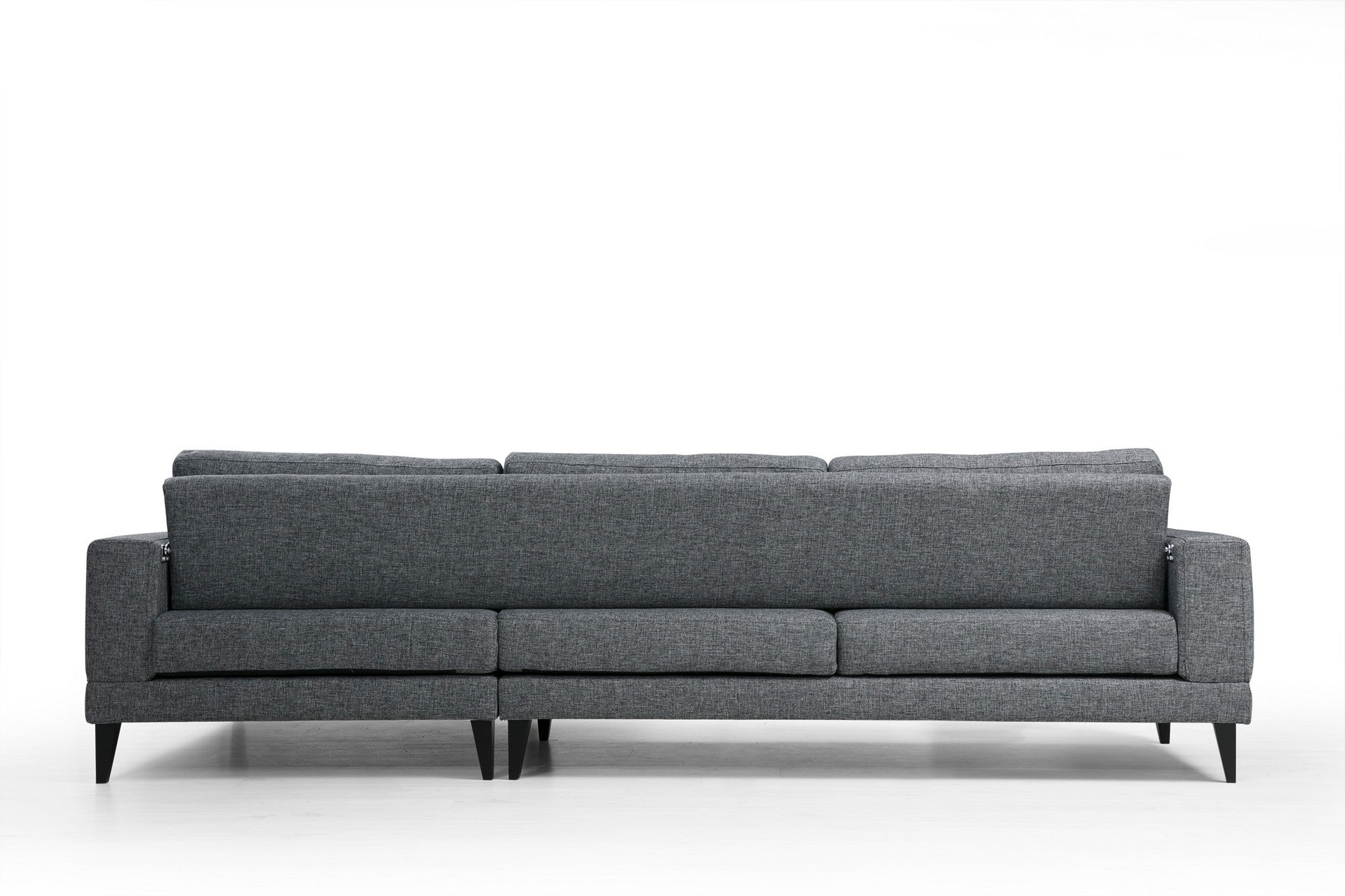 Sofá-cama de canto elegante, cinza escuro, 303 x 160 x 90 cm | Estrutura em madeira de faia e aglomerado, 100% poliéster, almofadas portáteis | Perfeito para espaços modernos
