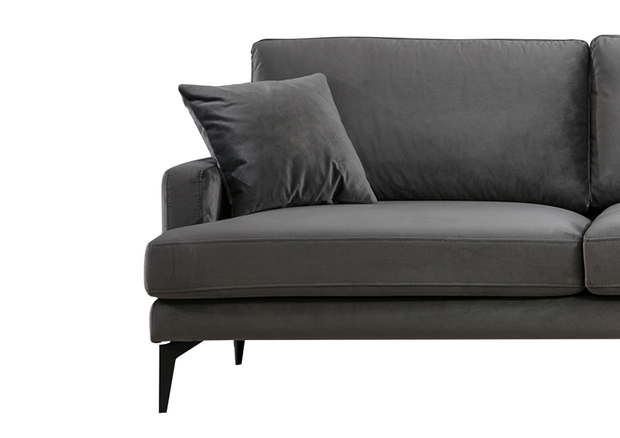 Sofá de canto elegante, cinza antracite, 283 x 180 cm | Estrutura em madeira de faia e aglomerado, 100% poliéster, almofadas de espuma macia | Design industrial moderno com pernas em preto fosco