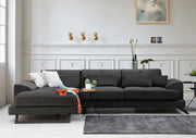 Sofá de canto elegante, cinza antracite, 304 x 190 x 92 cm | Estrutura em madeira de faia e aglomerado, encosto ajustável, almofadas de espuma macia | Design industrial moderno
