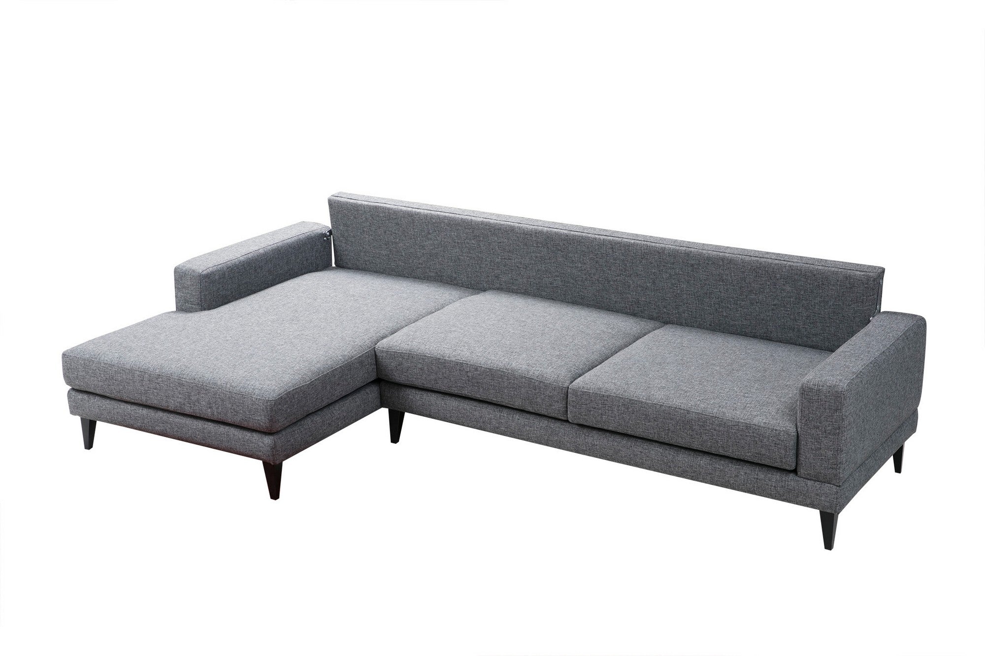 Sofá-cama de canto elegante, cinza escuro, 303 x 160 x 90 cm | Estrutura em madeira de faia e aglomerado, 100% poliéster, almofadas portáteis | Perfeito para espaços modernos