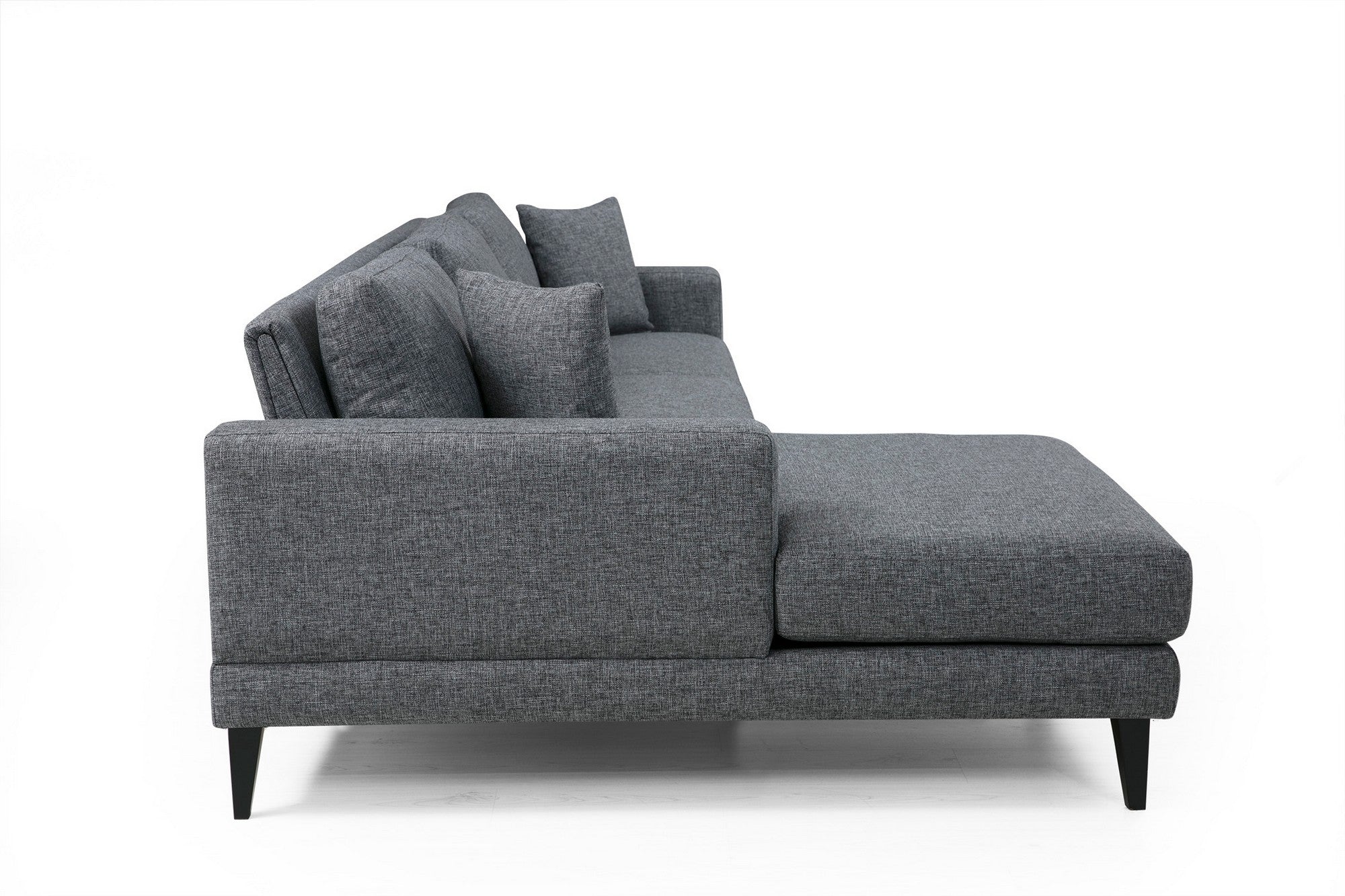 Sofá-cama de canto elegante, cinza escuro, 303 x 160 x 90 cm | Estrutura em madeira de faia e aglomerado, 100% poliéster, almofadas portáteis | Perfeito para espaços modernos