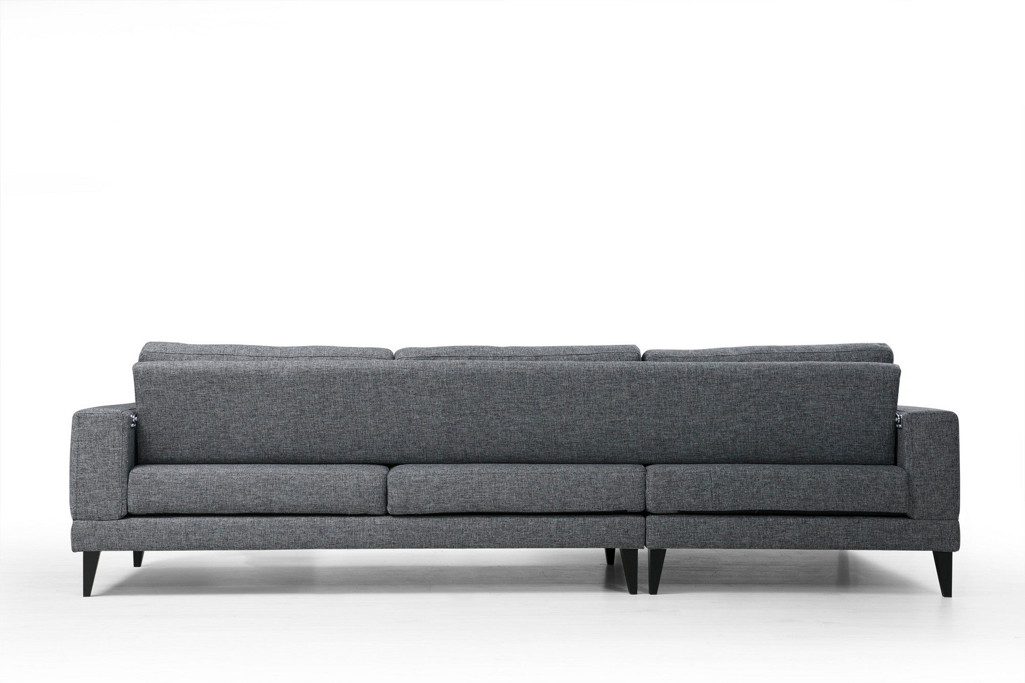 Sofá-cama de canto elegante, cinza escuro, 303 x 160 x 90 cm | Estrutura em madeira de faia e aglomerado, 100% poliéster, almofadas portáteis | Perfeito para espaços modernos