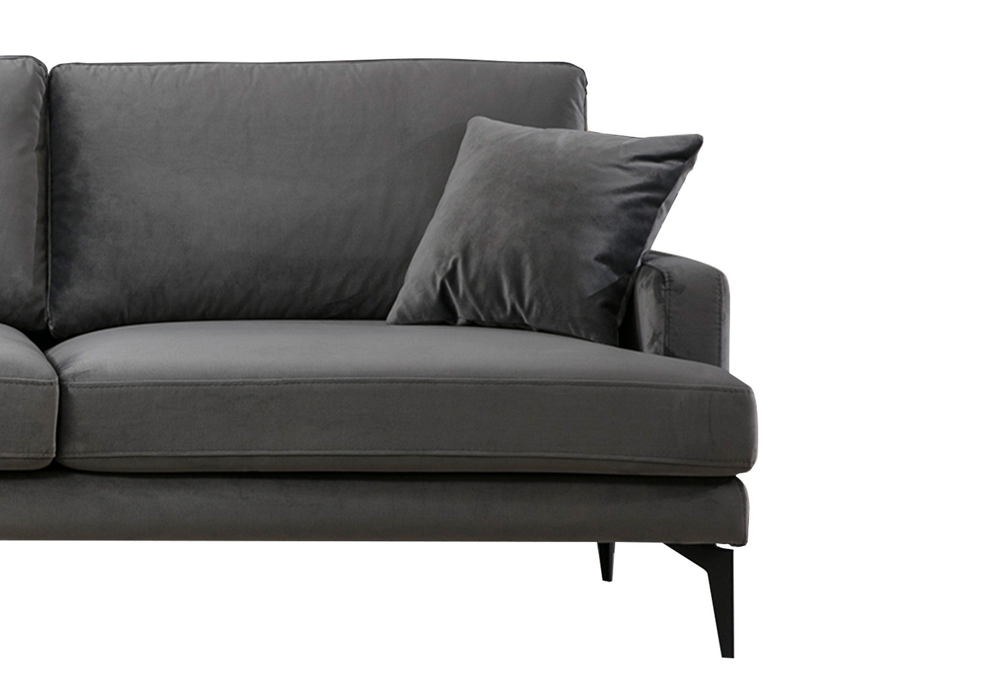 Sofá de canto elegante, cinza antracite, 283 x 180 cm | Estrutura em madeira de faia e aglomerado, 100% poliéster, almofadas de espuma macia | Design industrial moderno com pernas em preto fosco