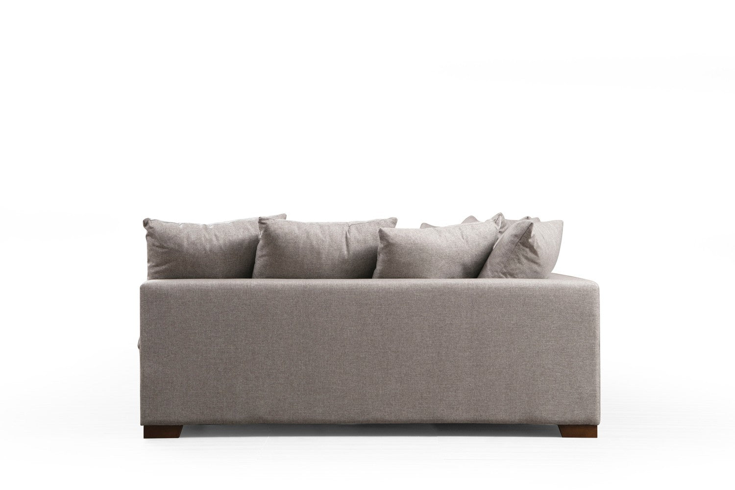 Sofá de canto elegante, bege, 380 x 188 cm | Estrutura em madeira de faia e aglomerado, 100% poliéster, espuma cinza macia | Design escandinavo com pernas de nogueira