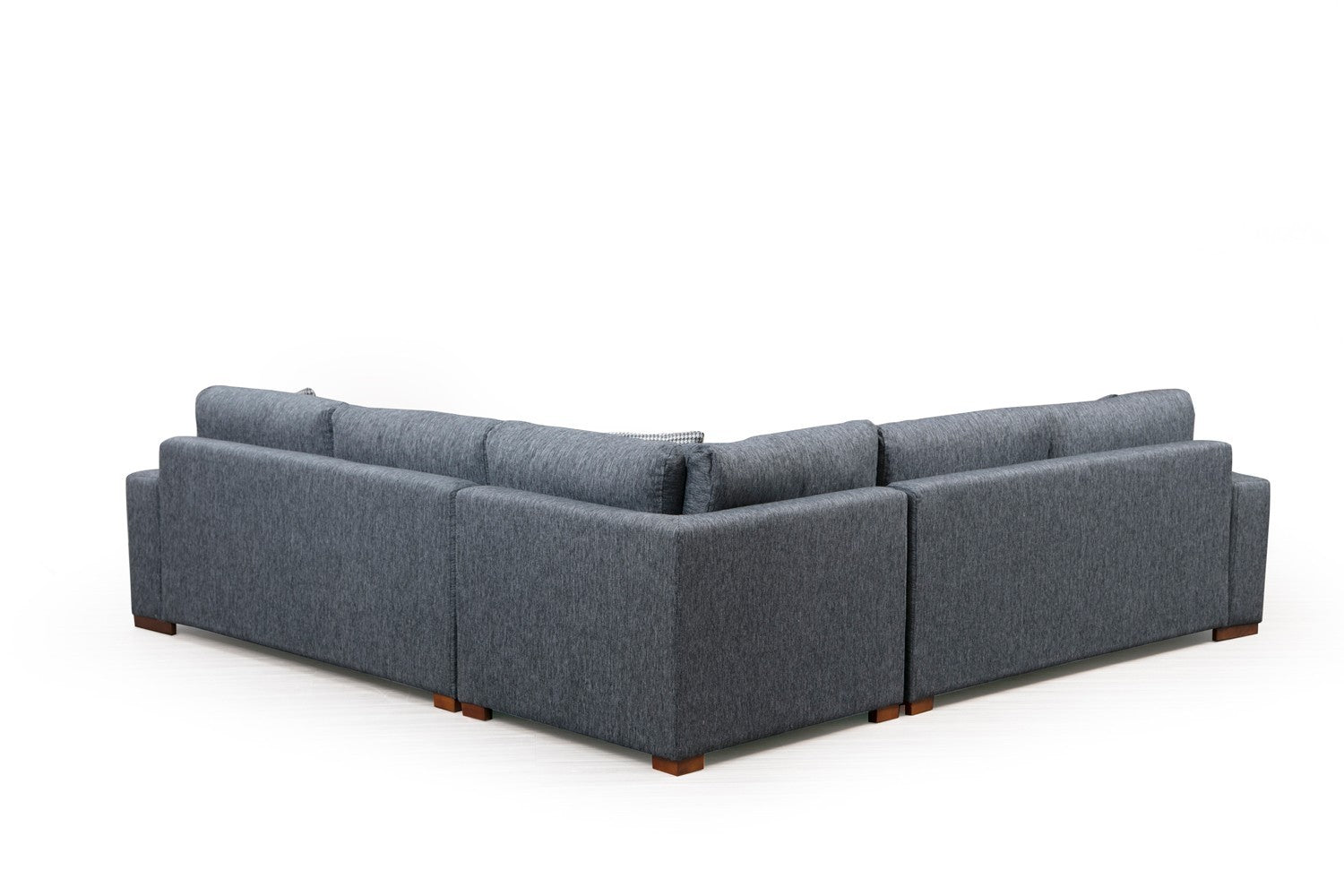 Sofá de canto elegante, antracite, 282 x 282 cm | Estrutura em madeira de faia e aglomerado, tecido 100% poliéster | Almofadas de espuma confortáveis, pernas de nogueira | Design escandinavo moderno