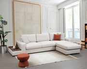 Sofá de canto elegante com estrutura de madeira de faia, 312 x 194 cm, 100% poliéster, pernas de nogueira, inclui 2 almofadas | Design escandinavo moderno, tecido lavável a seco