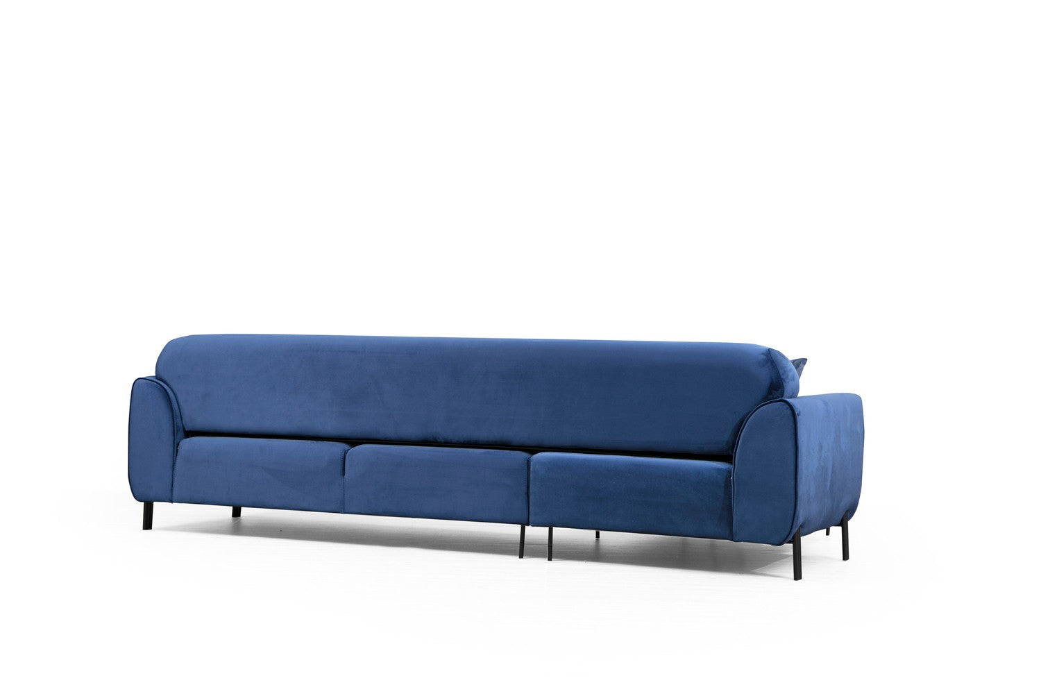 Sofá-cama de canto elegante em azul-marinho, estrutura de madeira de faia e aglomerado, 287 x 169 cm | 100% poliéster, espuma de mola de 10 cm, design industrial moderno