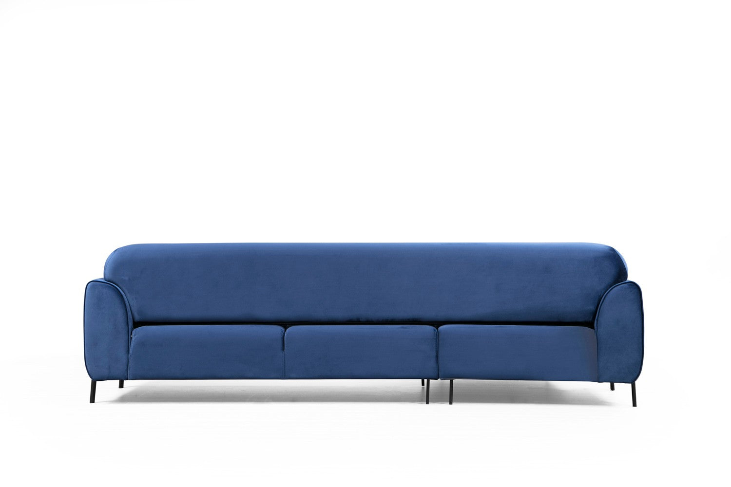 Sofá-cama de canto elegante em azul-marinho, estrutura de madeira de faia e aglomerado, 287 x 169 cm | 100% poliéster, espuma de mola de 10 cm, design industrial moderno