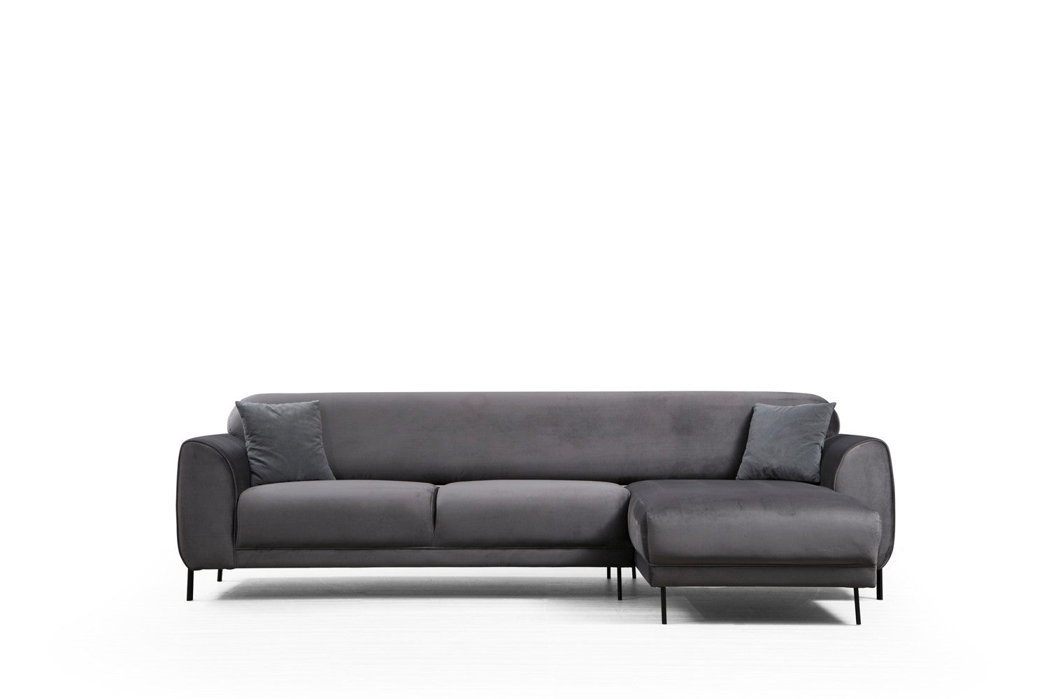 Sofá-cama de canto elegante, antracite, 287 x 169 cm | Estrutura em madeira de faia e aglomerado, 100% poliéster, espuma de mola de 10 cm | Design industrial moderno, perfeito para espaços de convivência