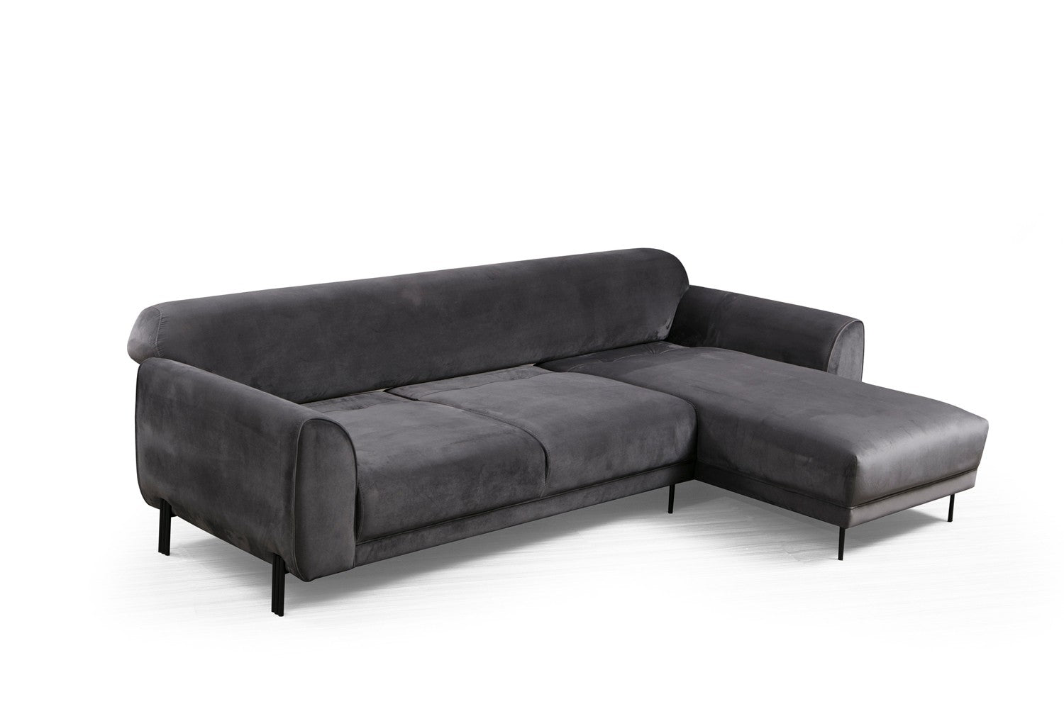 Sofá-cama de canto elegante, antracite, 287 x 169 cm | Estrutura em madeira de faia e aglomerado, 100% poliéster, espuma de mola de 10 cm | Design industrial moderno, perfeito para espaços de convivência