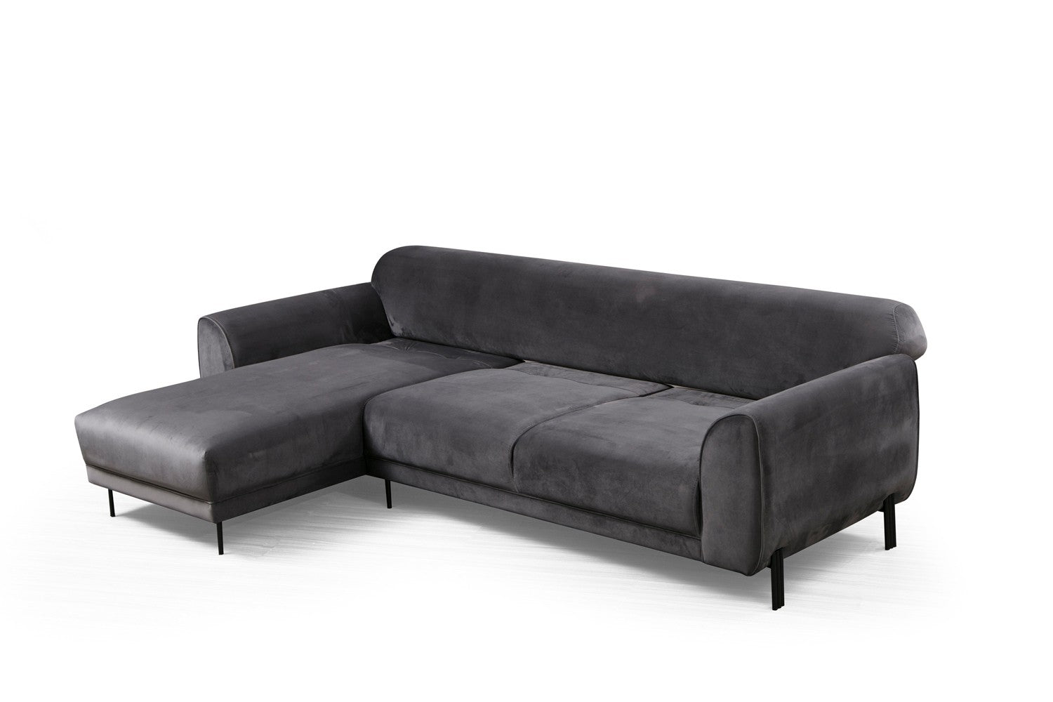 Sofá-cama de canto elegante, antracite, 287 x 169 cm | Estrutura em madeira de faia e aglomerado, 100% poliéster, espuma de mola de 10 cm | Design industrial moderno, perfeito para espaços de convivência