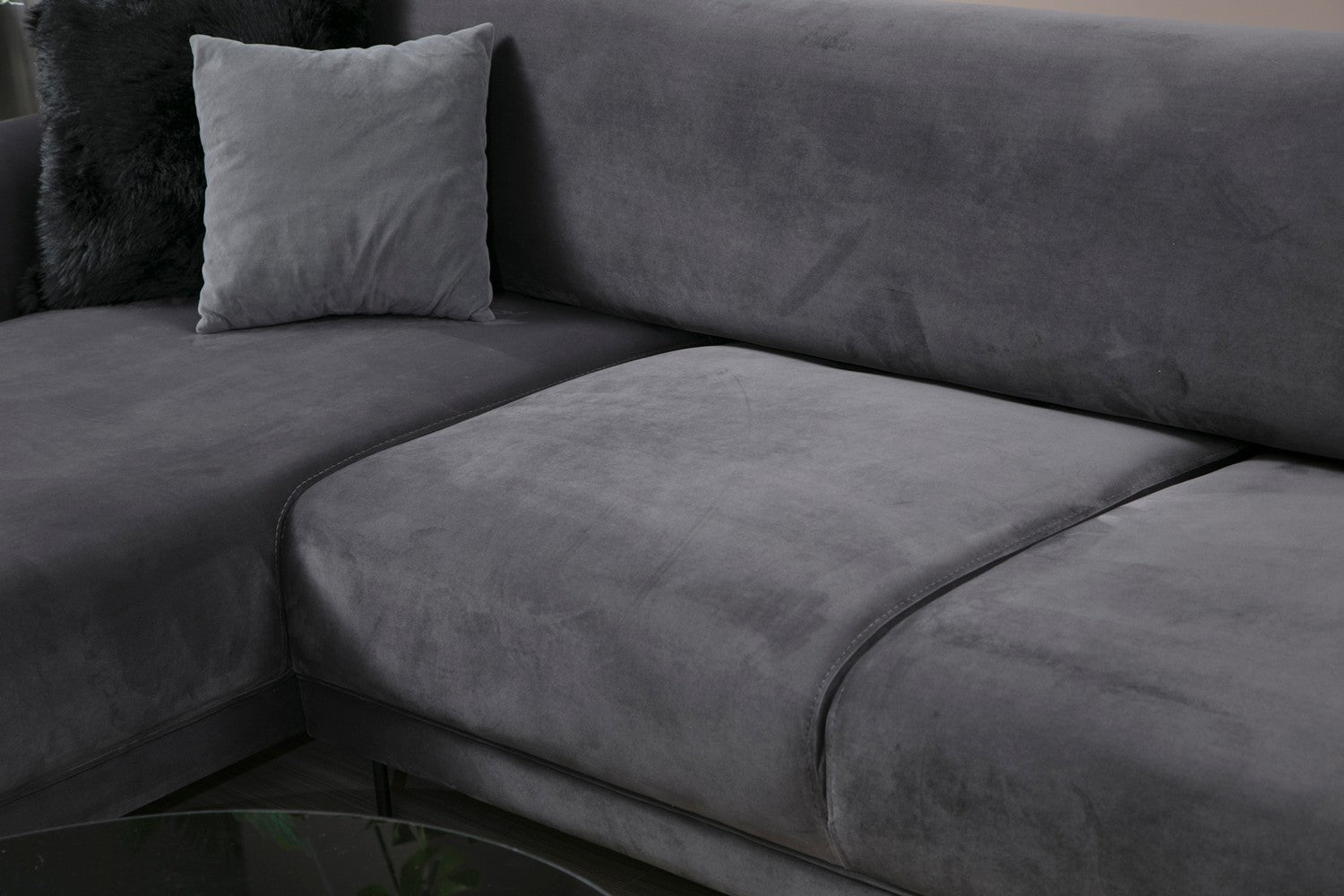Sofá-cama de canto elegante, antracite, 287 x 169 cm | Estrutura em madeira de faia e aglomerado, 100% poliéster, espuma de mola de 10 cm | Design industrial moderno, perfeito para espaços de convivência
