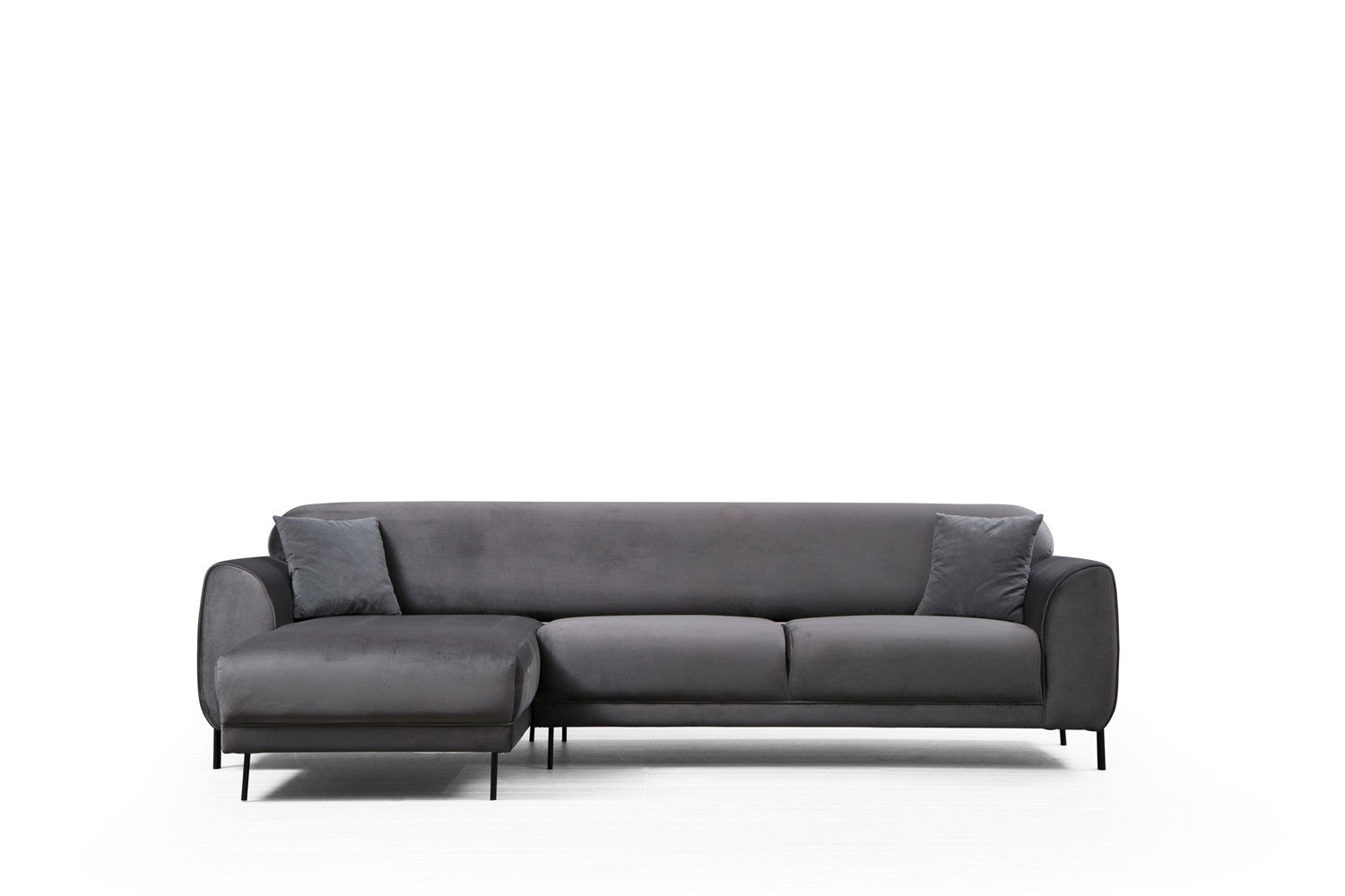Sofá-cama de canto elegante, antracite, 287 x 169 cm | Estrutura em madeira de faia e aglomerado, 100% poliéster, espuma de mola de 10 cm | Design industrial moderno, perfeito para espaços de convivência